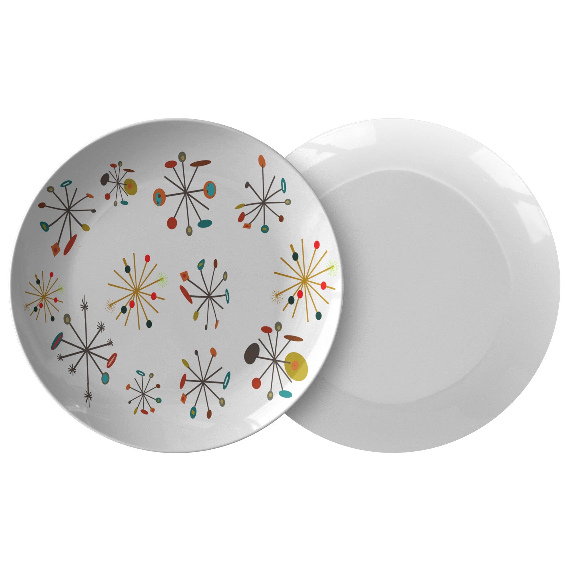 Kate McEnroe New York Mid Century Modern Atomic Starburst Dinner Plate, 1950s Inspired Design, Retro Vintage Dinnerware, Collectible Home DecorPlates9820SINGLE