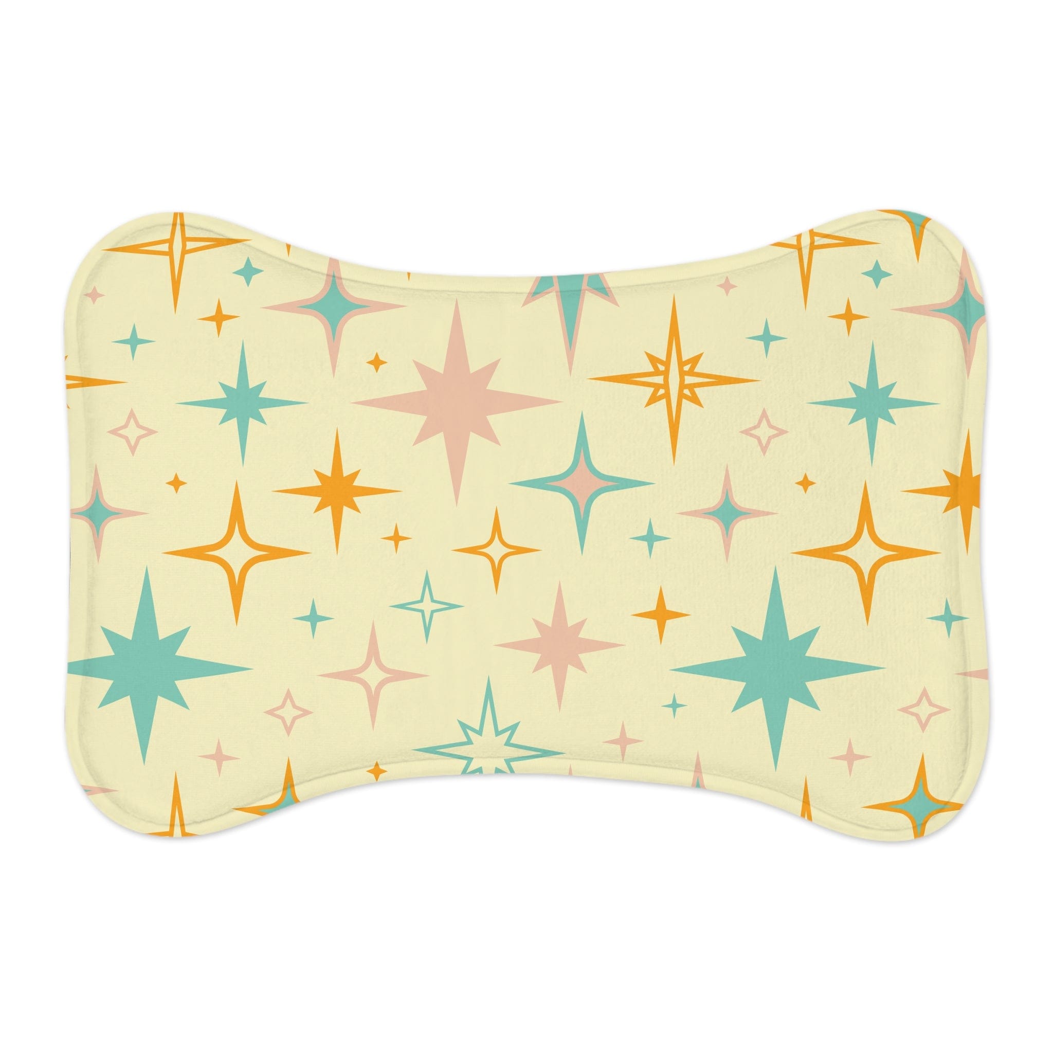 Kate McEnroe New York Mid Century Modern Atomic Starburst Pet Feeding Mats, Retro Bone and Fish Shape Cat and Dog Non - Slip, Highly Absorbent Feeding MatsPet Feeding Mats31055759463627191841