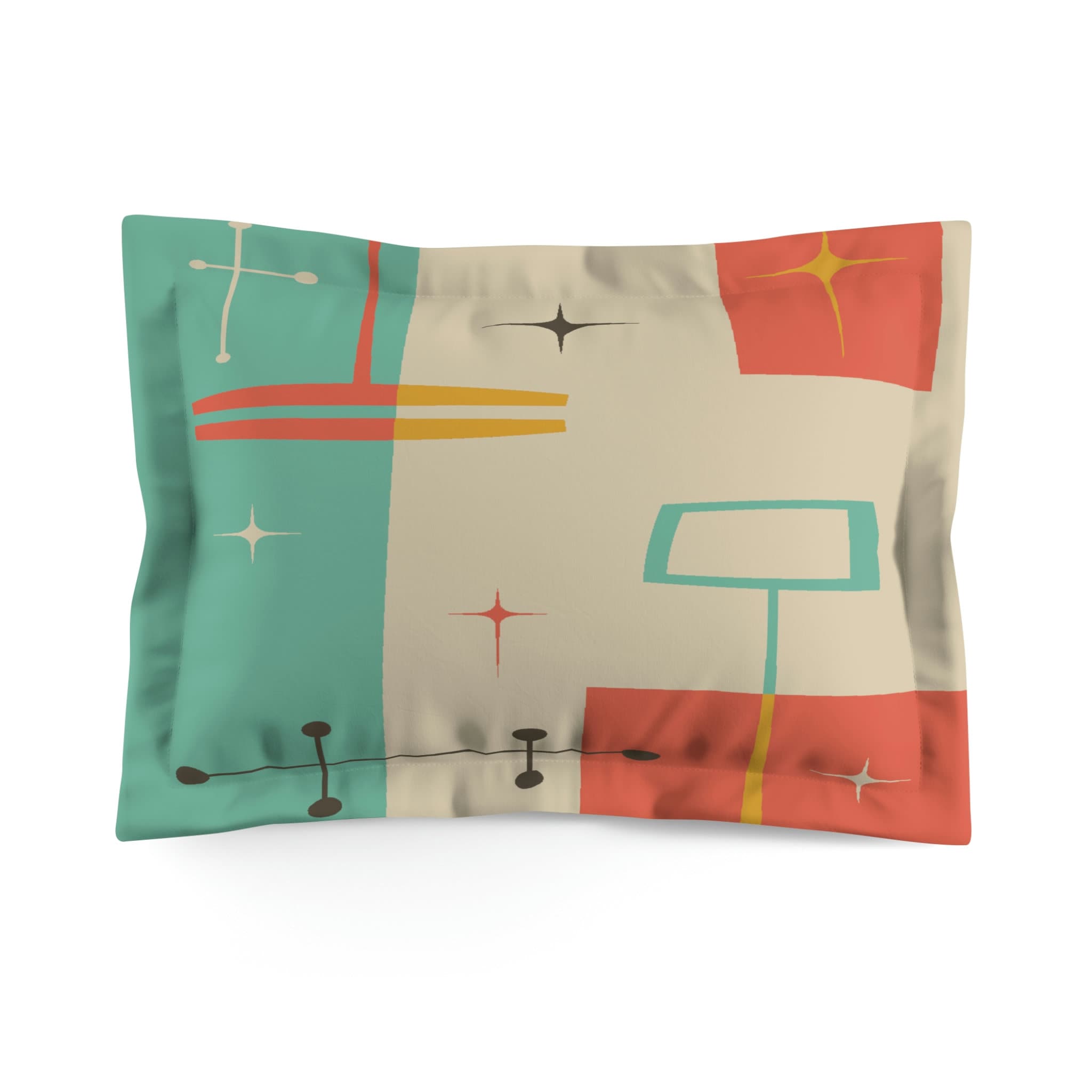 Mid Century Modern Atomic Starburst Pillow Sham Retro Geometric Teal Kate McEnroe New York