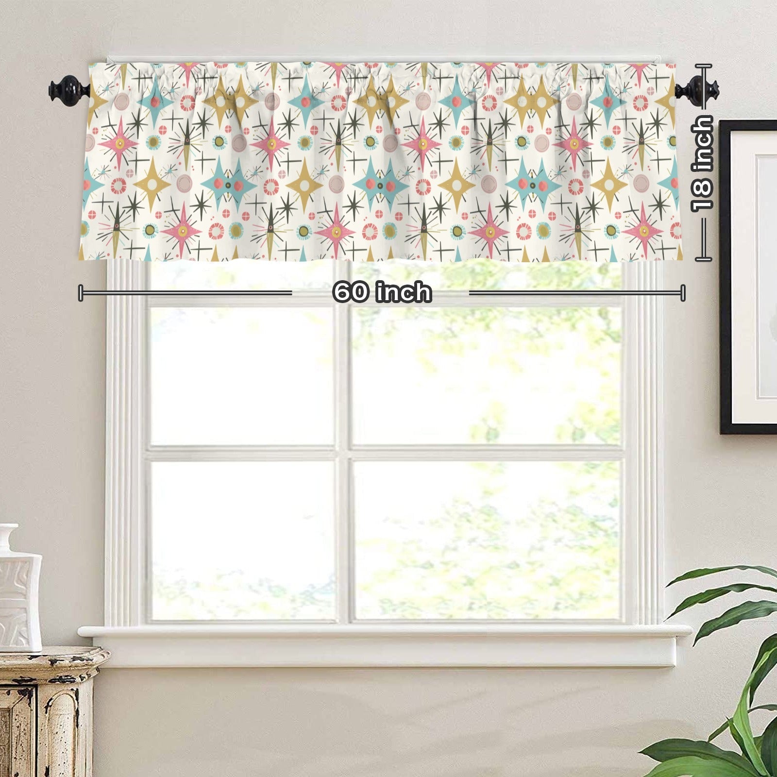 Kate McEnroe New York Mid Century Modern Atomic Starburst Valance, Retro MCM KitchenValancesD3321989