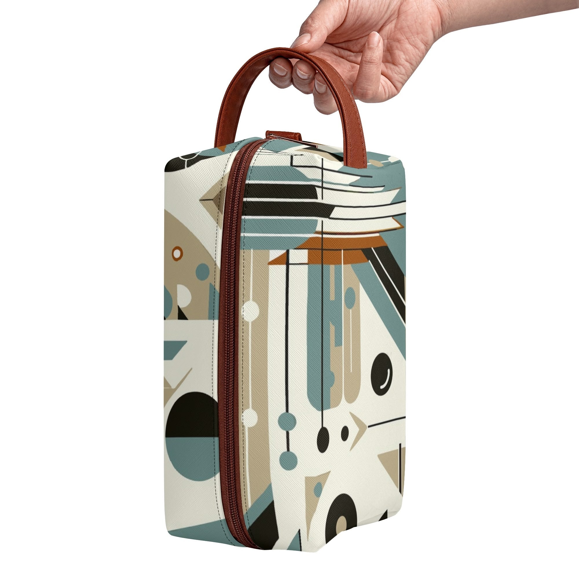 Kate McEnroe New York Mid Century Modern Bauhaus Design Toiletry Bag, 50s Retro Geometric Dopp KitCosmetic & Toiletry BagsNM647QZW - 1