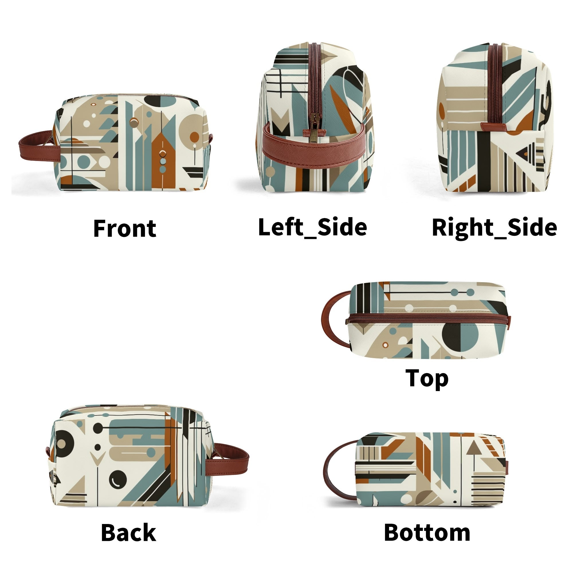 Kate McEnroe New York Mid Century Modern Bauhaus Design Toiletry Bag, 50s Retro Geometric Dopp KitCosmetic & Toiletry BagsNM647QZW - 1