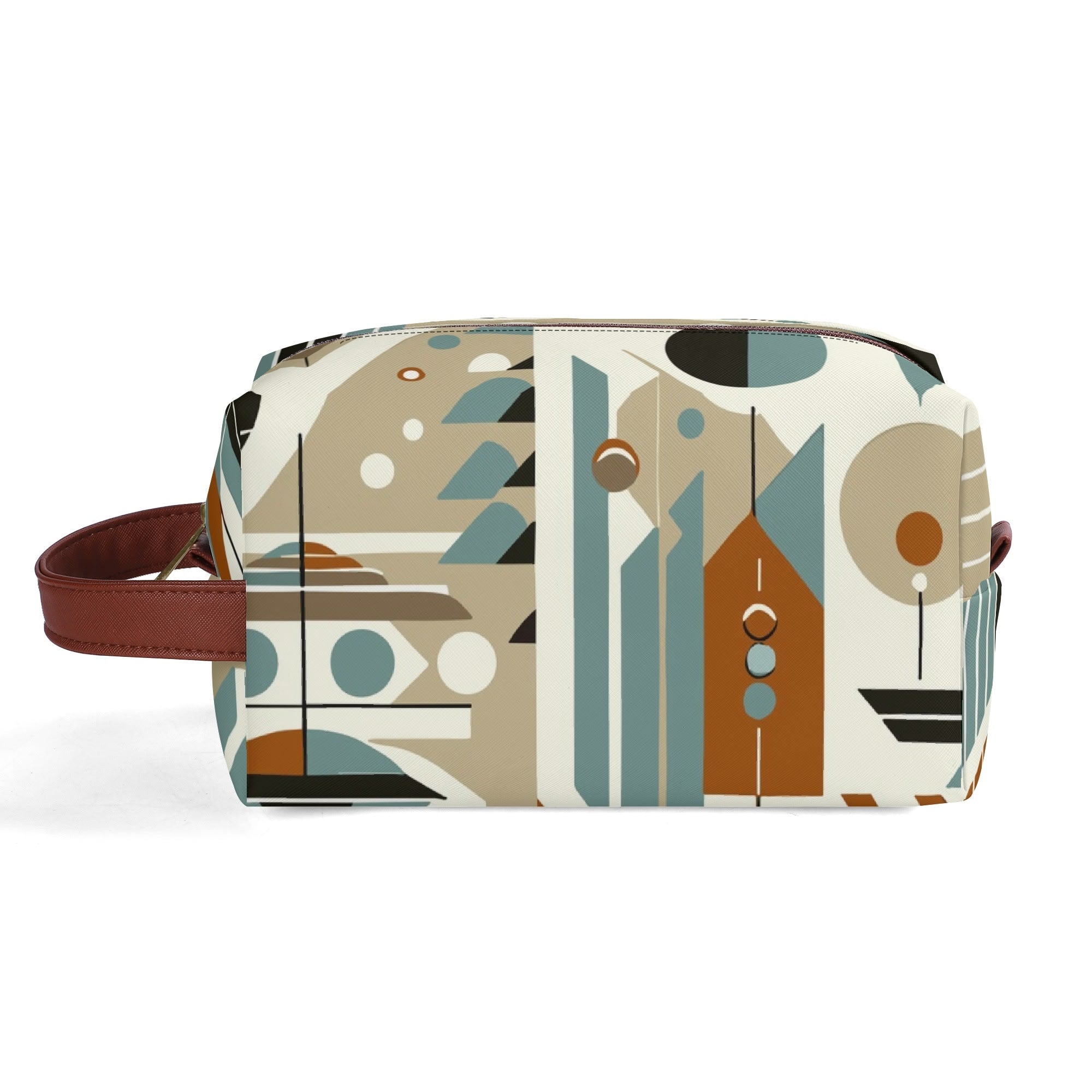 Kate McEnroe New York Mid Century Modern Bauhaus Design Toiletry Bag, 50s Retro Geometric Dopp KitCosmetic & Toiletry BagsNM647QZW - 1