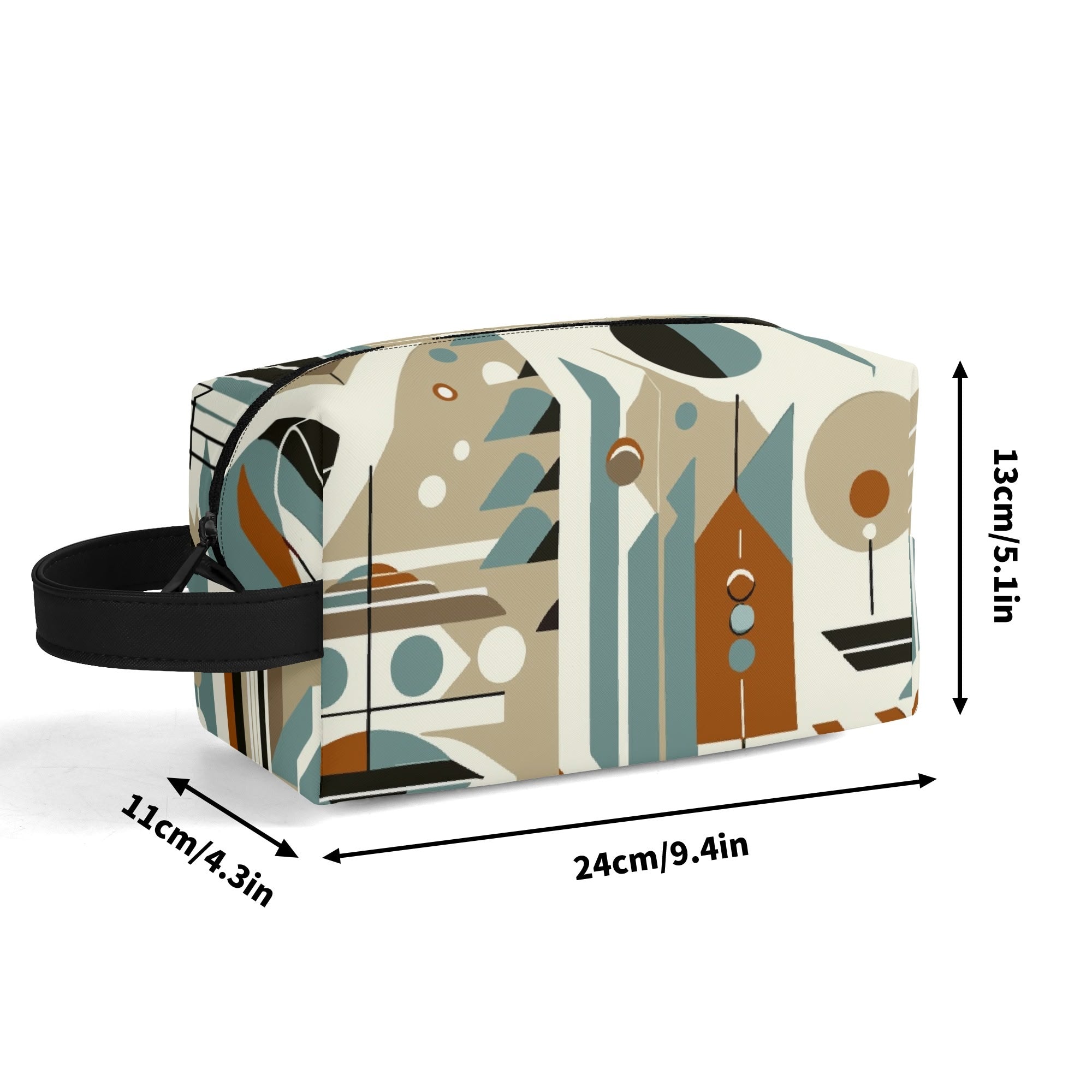 Kate McEnroe New York Mid Century Modern Bauhaus Design Toiletry Bag, 50s Retro Geometric Dopp KitCosmetic & Toiletry BagsNM647QZW - 1