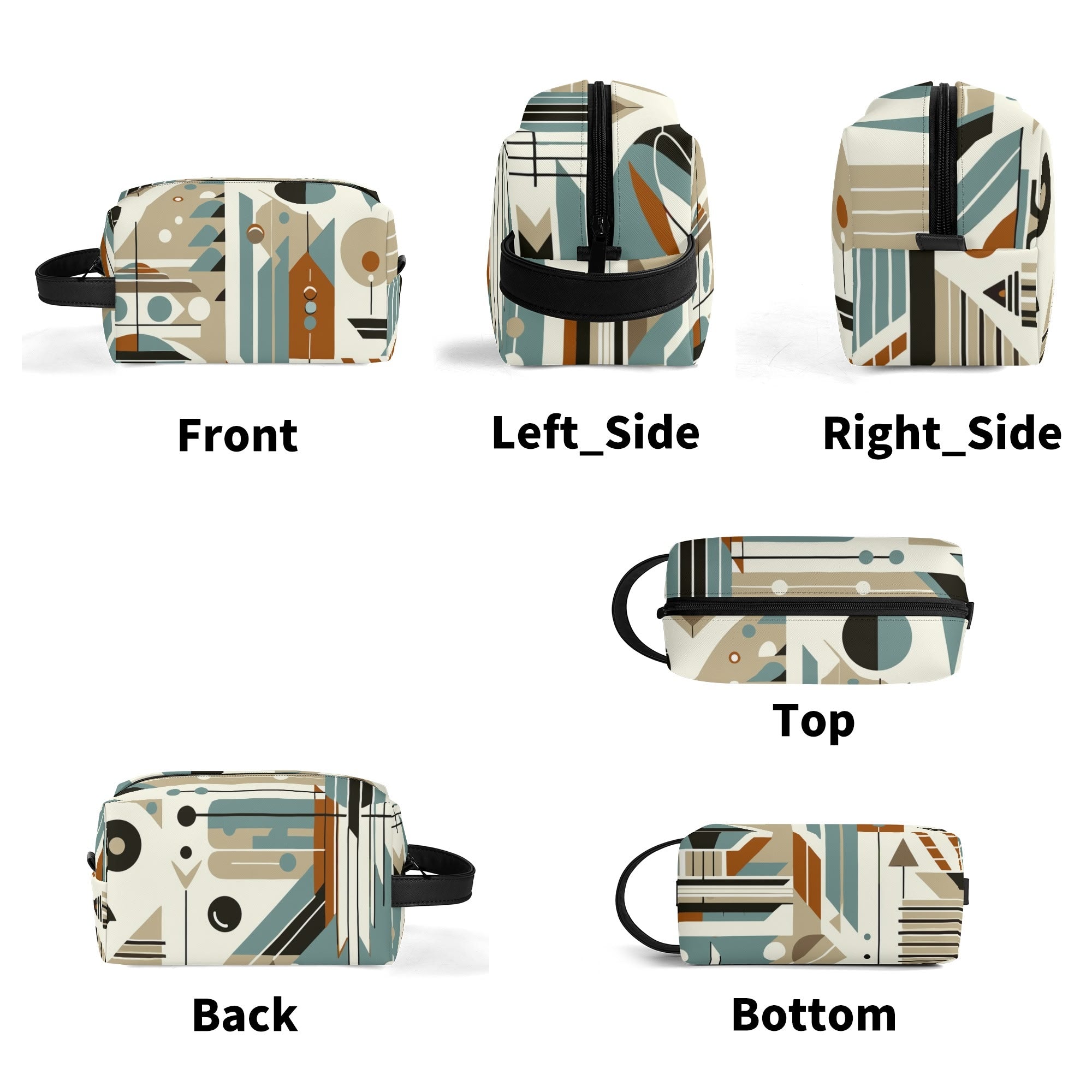 Kate McEnroe New York Mid Century Modern Bauhaus Design Toiletry Bag, 50s Retro Geometric Dopp KitCosmetic & Toiletry BagsNM647QZW - 2