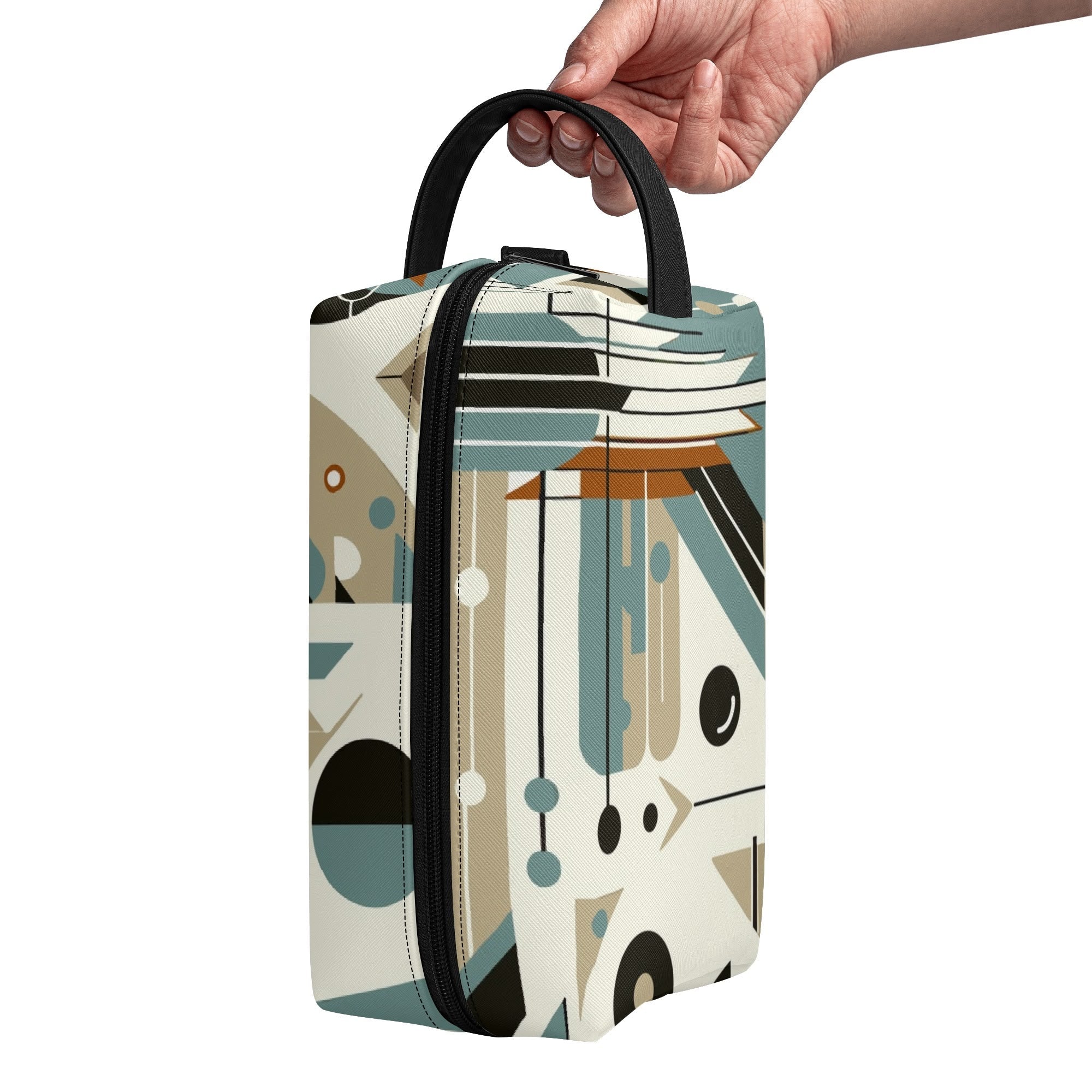 Kate McEnroe New York Mid Century Modern Bauhaus Design Toiletry Bag, 50s Retro Geometric Dopp KitCosmetic & Toiletry BagsNM647QZW - 2