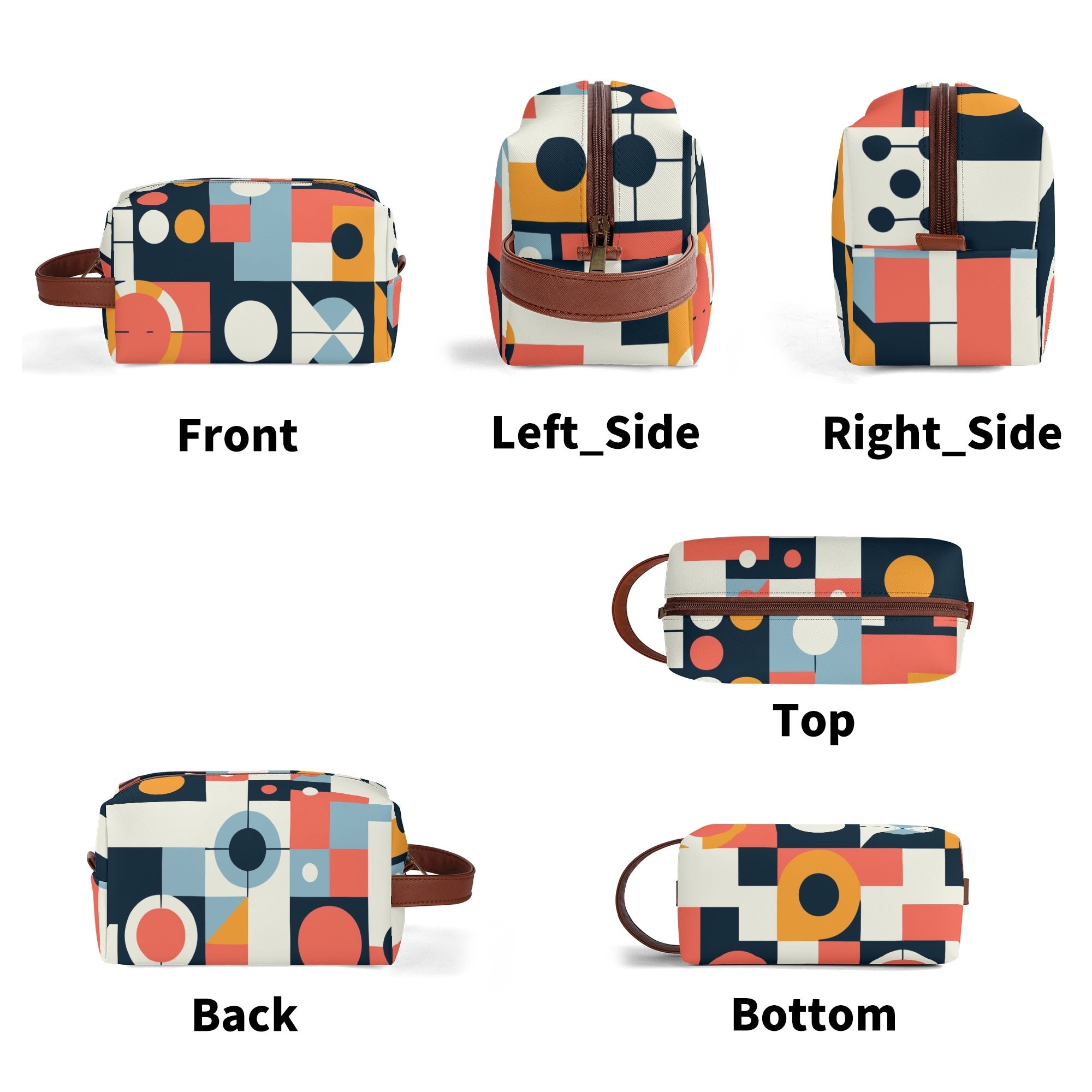 Kate McEnroe New York Mid Century Modern Bauhaus Dopp Kit, 50s Retro Geometric Toiletry Bag, Abstract MCM Travel PouchCosmetic & Toiletry BagsN4ME76XW - 1