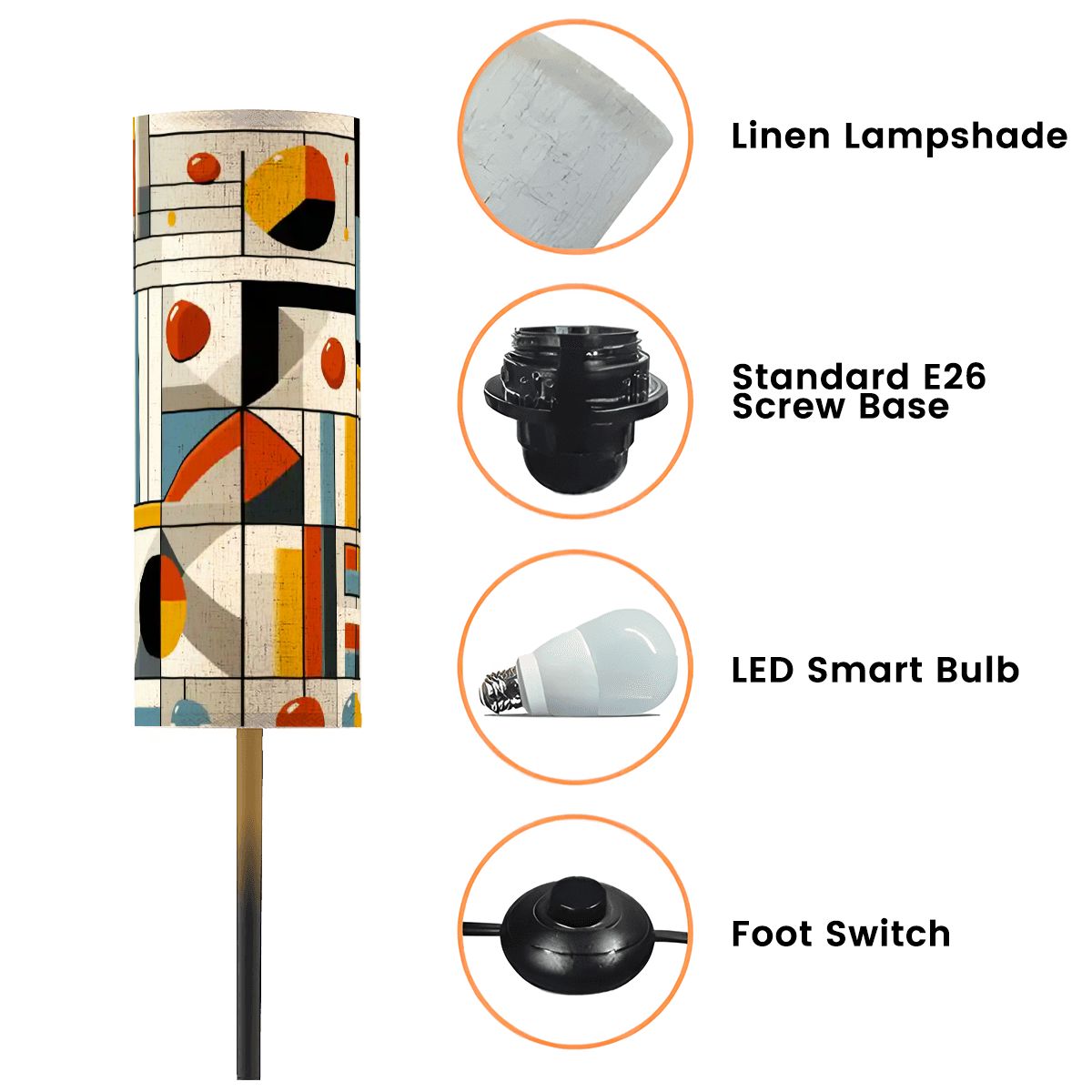 Kate McEnroe New York Mid Century Modern Bauhaus Tall Floor Lamp, Retro Geometric LightingTall Floor Lamps8ohlULnTgG