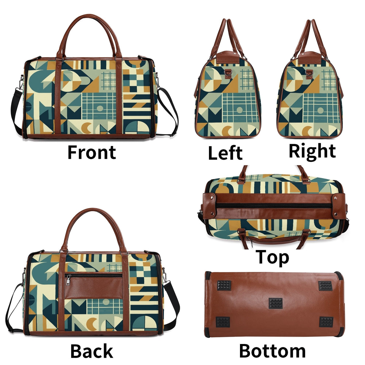 Kate McEnroe New York Mid Century Modern Bauhaus Travel Duffel Bag, 50s Geometric Weekender, Retro Carry - On LuggageDuffel BagsN7MQ2PKW - 1