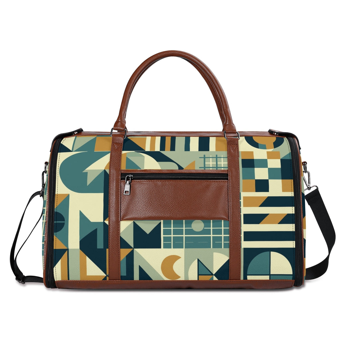 Kate McEnroe New York Mid Century Modern Bauhaus Travel Duffel Bag, 50s Geometric Weekender, Retro Carry - On LuggageDuffel BagsN7MQ2PKW - 1