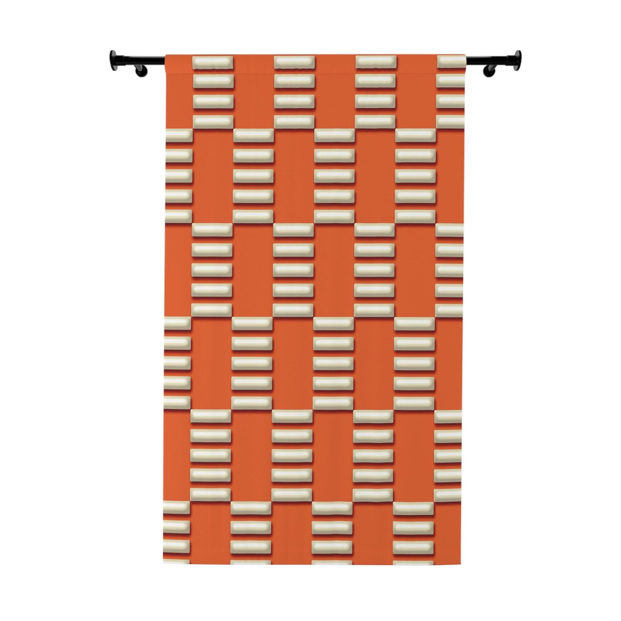 Kate McEnroe New York Mid Century Modern Bold Orange and Beige Window CurtainWindow CurtainsCurtainSheer - 50x84 - DoublePanel
