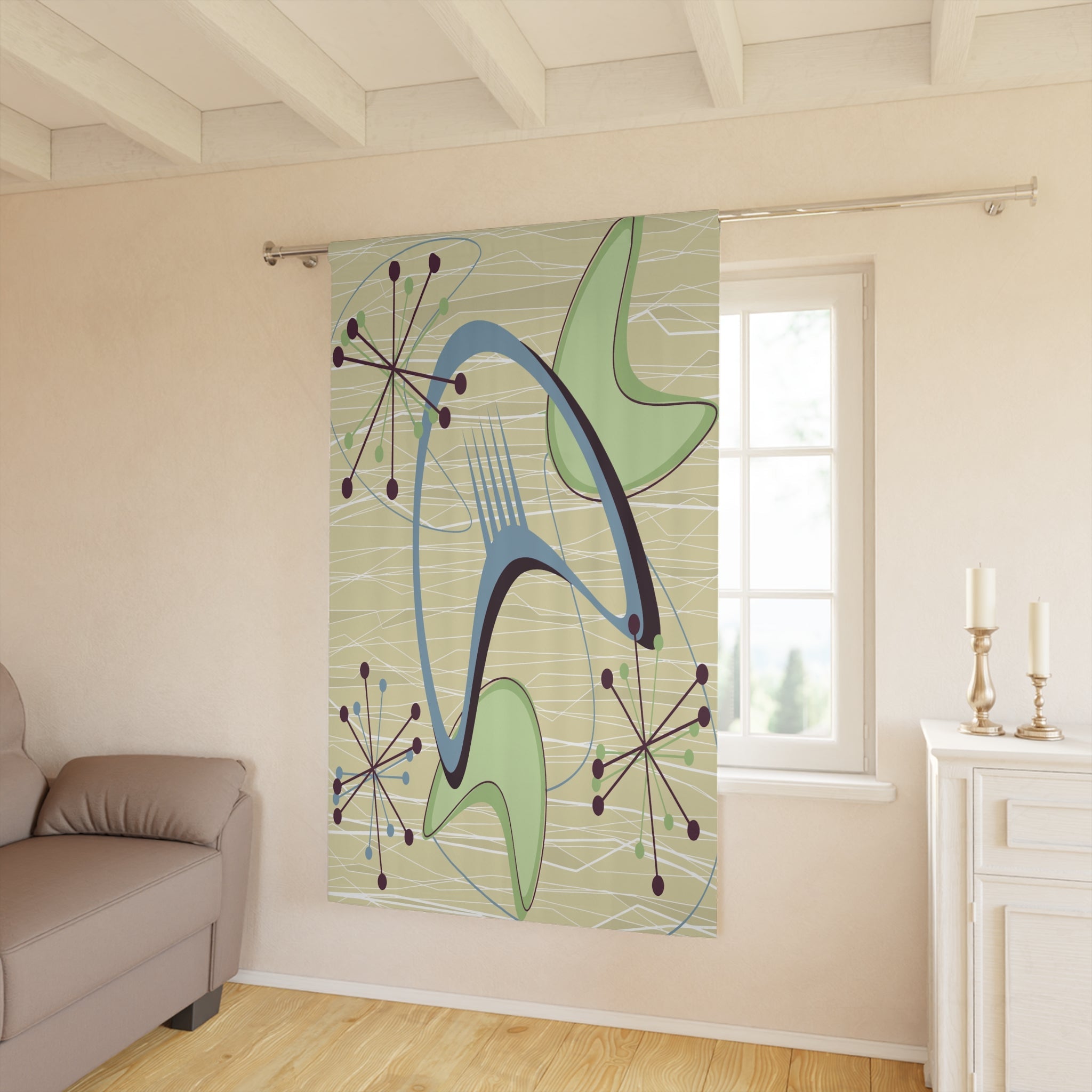 Kate McEnroe New York Mid Century Modern Boomerang Atomic Starburst Blackout Window CurtainsWindow Curtains18479123555621443503