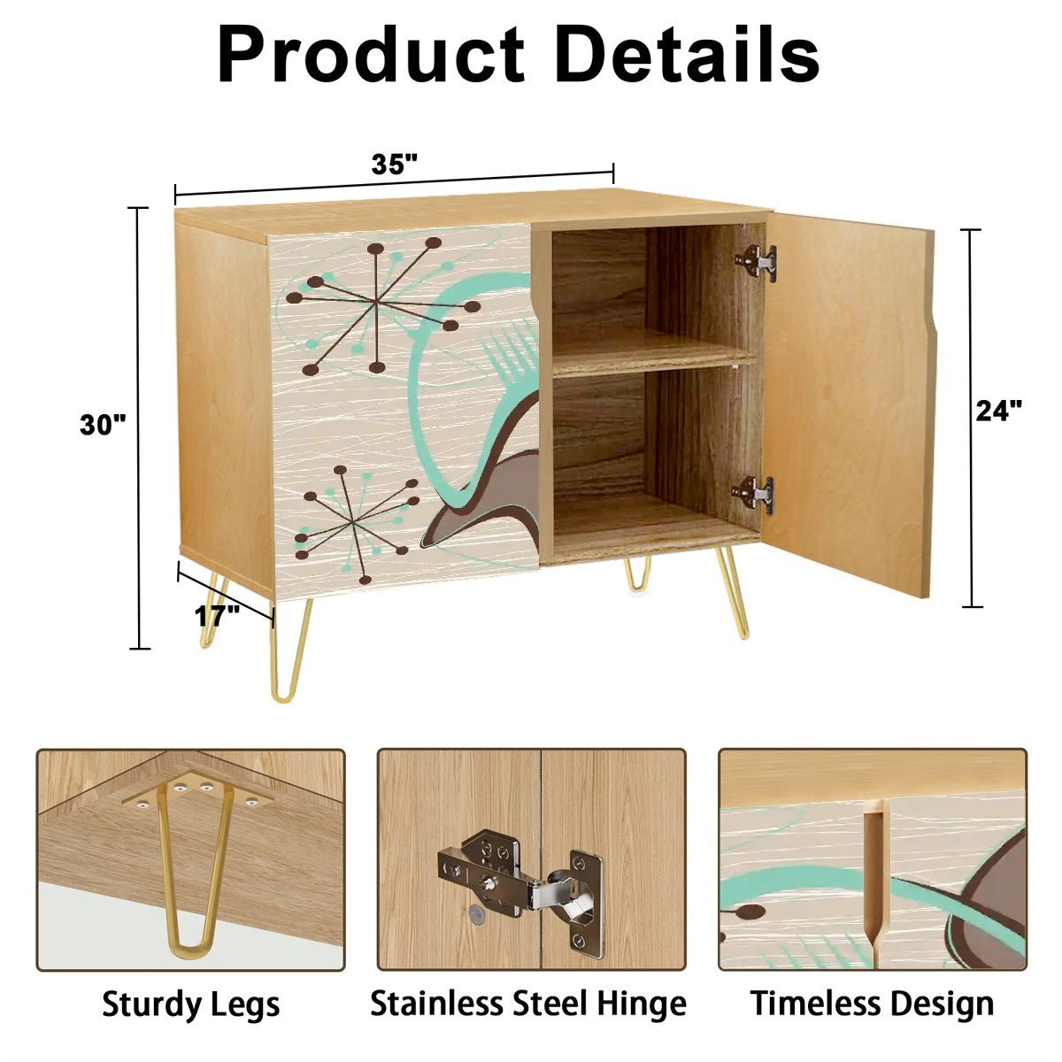 Kate McEnroe New York Mid Century Modern Boomerang Starburst Credenza, Retro 50s Space Age Storage CabinetStorage CabinetsT3iBFZP2ga