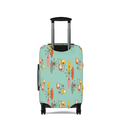 Printify Mid Century Modern Boomerang Starburst Luggage Cover, Retro MCM Travel Accessory Accessories