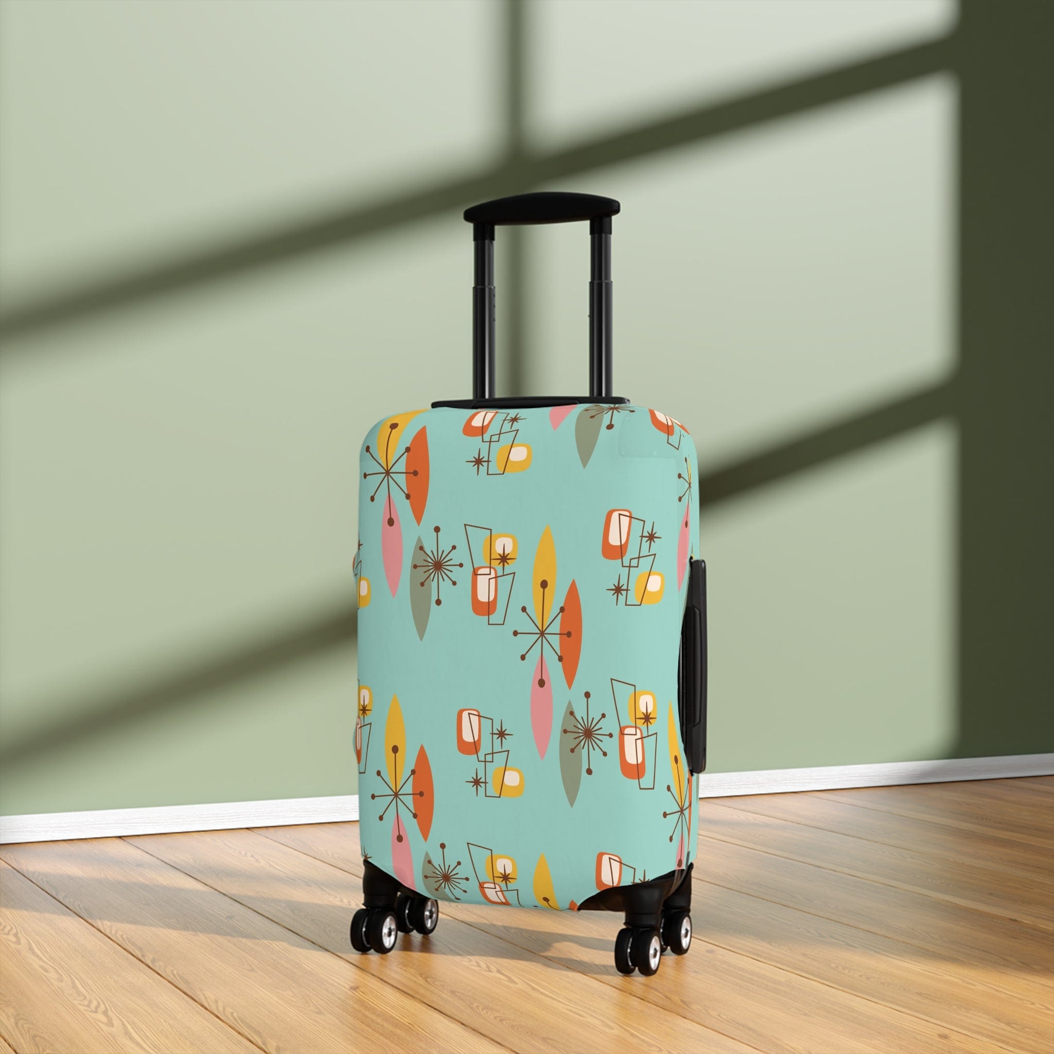 Kate McEnroe New York Mid Century Modern Boomerang Starburst Luggage Cover, Retro MCM Travel AccessoryLuggage Covers13192064330981502668