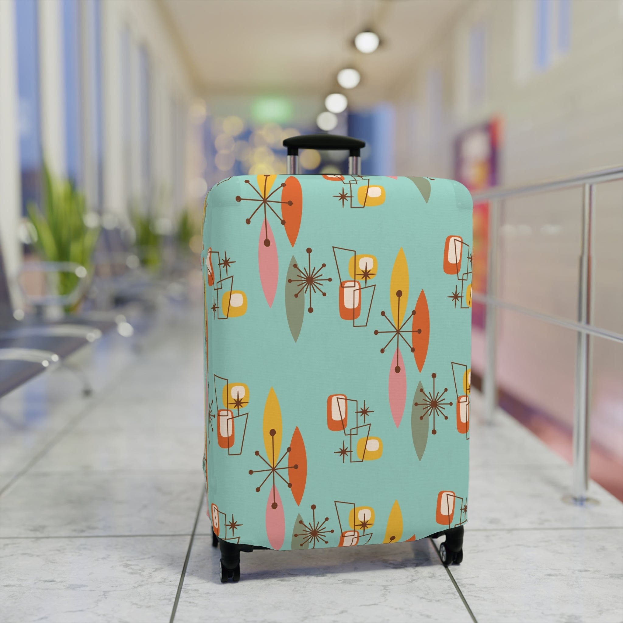 Kate McEnroe New York Mid Century Modern Boomerang Starburst Luggage Cover, Retro MCM Travel AccessoryLuggage Covers13192064330981502668