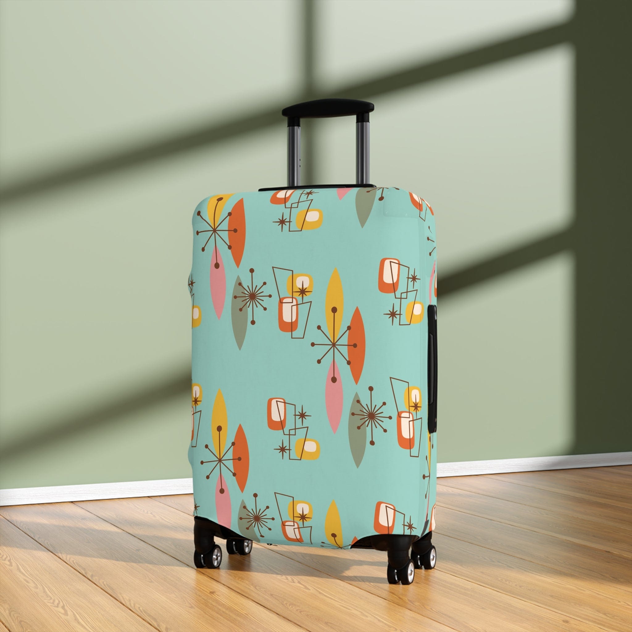 Kate McEnroe New York Mid Century Modern Boomerang Starburst Luggage Cover, Retro MCM Travel AccessoryLuggage Covers13192064330981502668