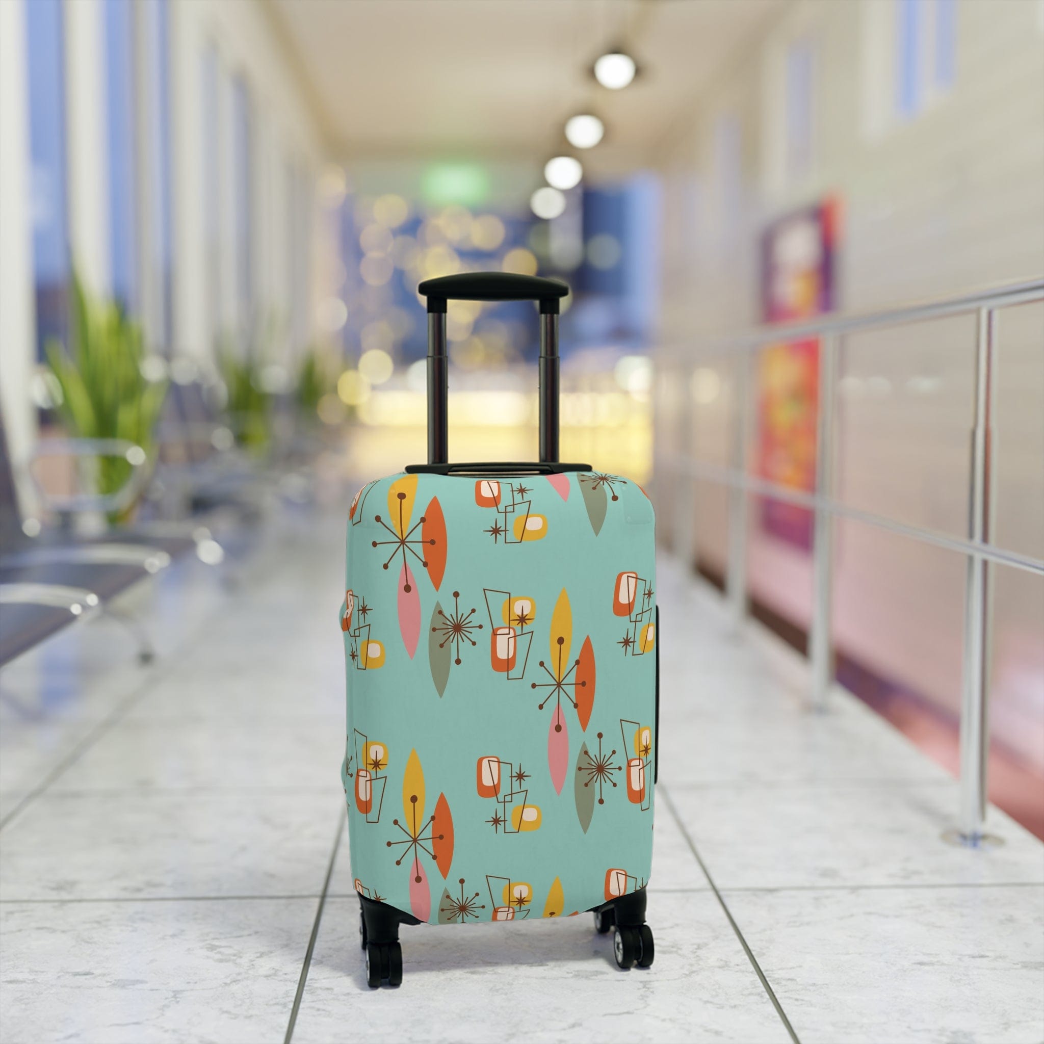 Kate McEnroe New York Mid Century Modern Boomerang Starburst Luggage Cover, Retro MCM Travel AccessoryLuggage Covers13192064330981502668