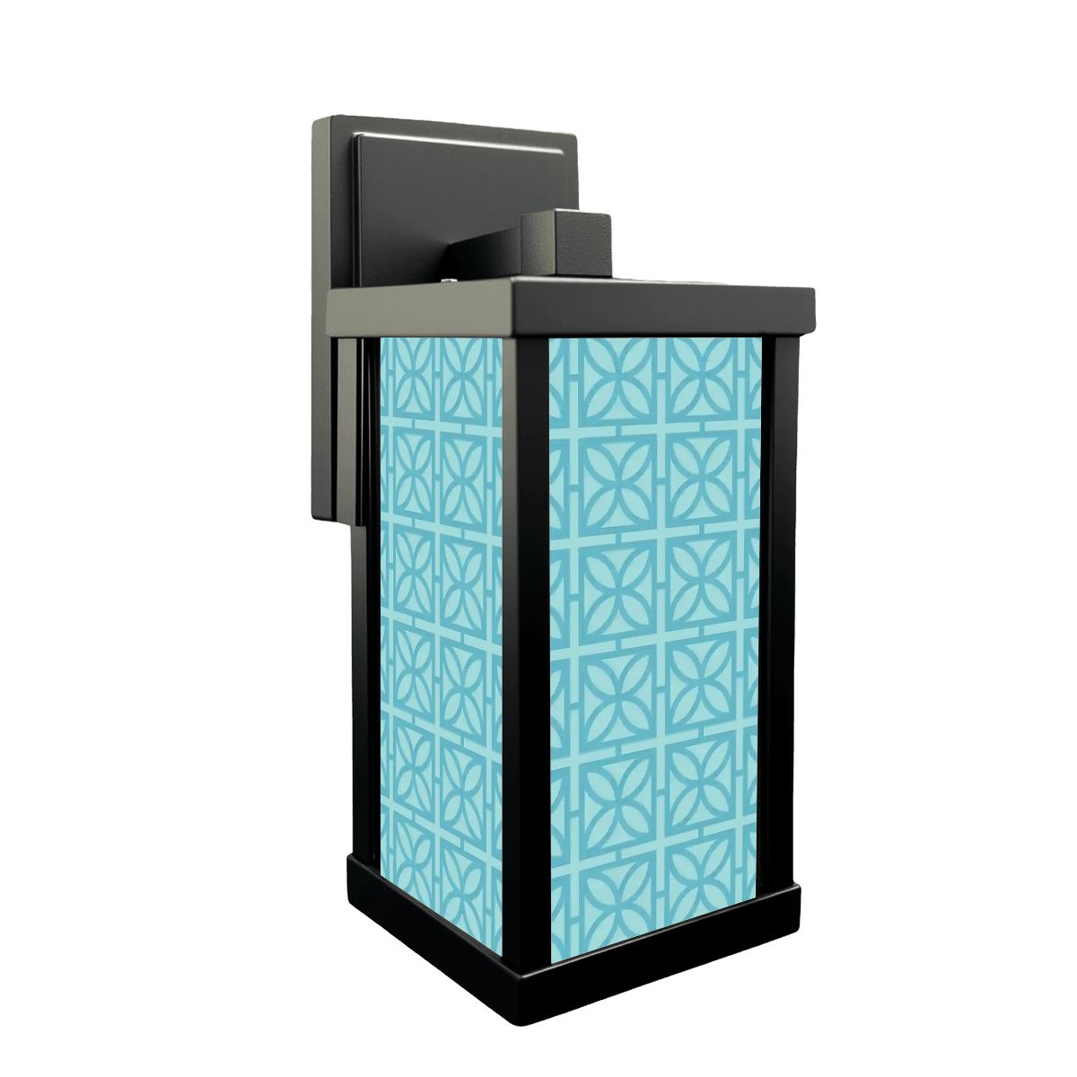 Kate McEnroe New York Mid Century Modern Breeze Block Outdoor Wall Light, Retro Blue Porch Sconce, 1950s MCM Exterior FixtureOutdoor Wall Lightsv32ywMlpve
