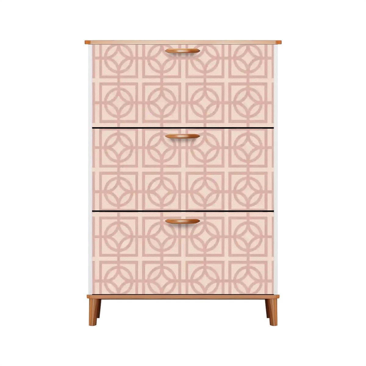 Kate McEnroe New York Mid Century Modern Breeze Block Shoe Cabinet, Retro Blush Geometric Storage, MCM 3 - Tier OrganizerShoe StorageMuF2Mf8H4A