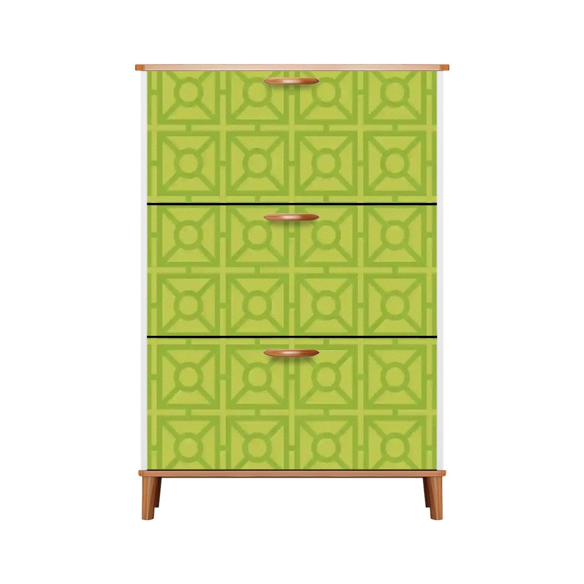 Kate McEnroe New York Mid Century Modern Breeze Block Shoe Cabinet, Retro Green Geometric Storage, MCM 3 - Tier OrganizerShoe StorageZ8VXWxdOv6