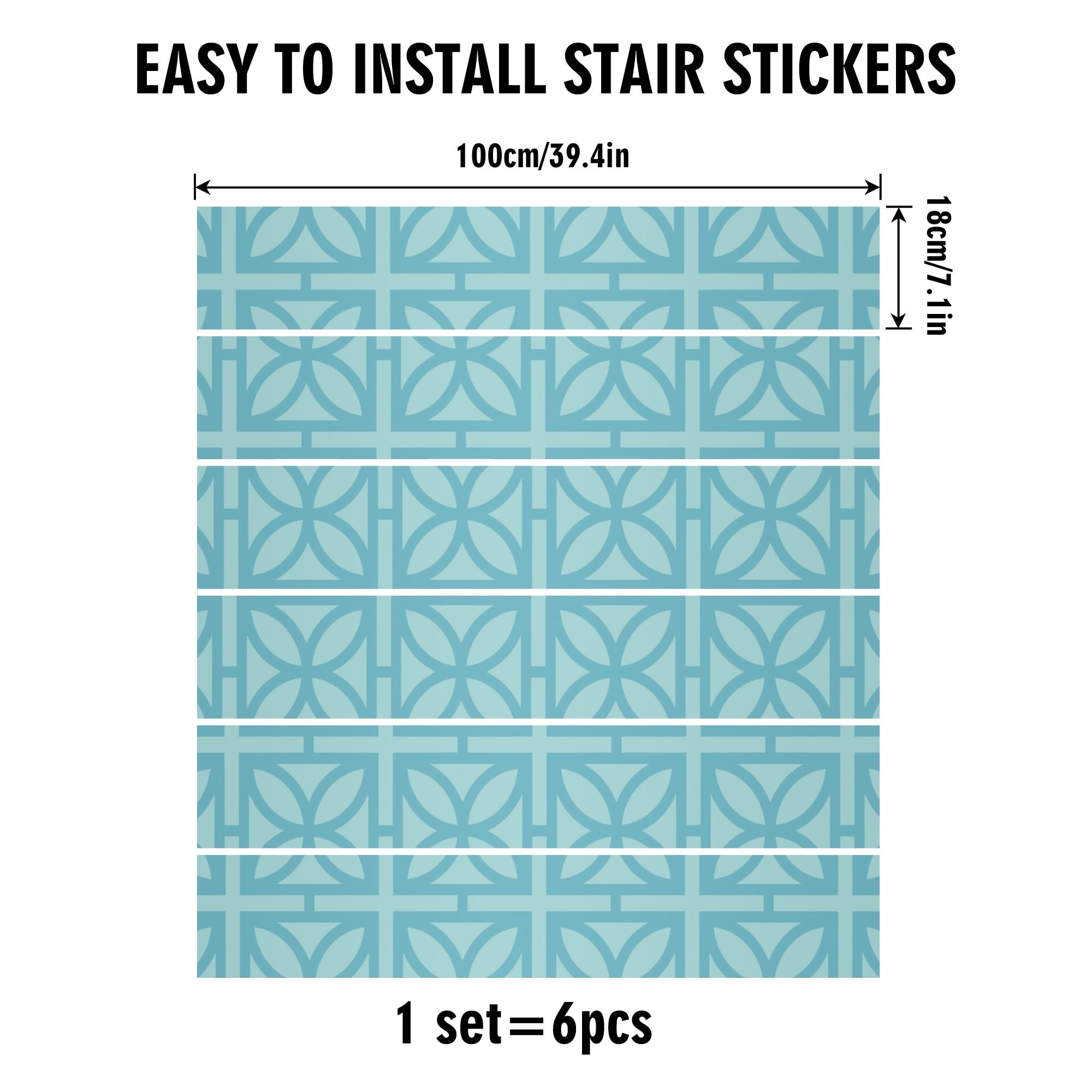 Kate McEnroe New York Mid Century Modern Breeze Block Stair Risers, Retro 50s Aqua Stair DecalsStair RisersW8MK3EXW - 1
