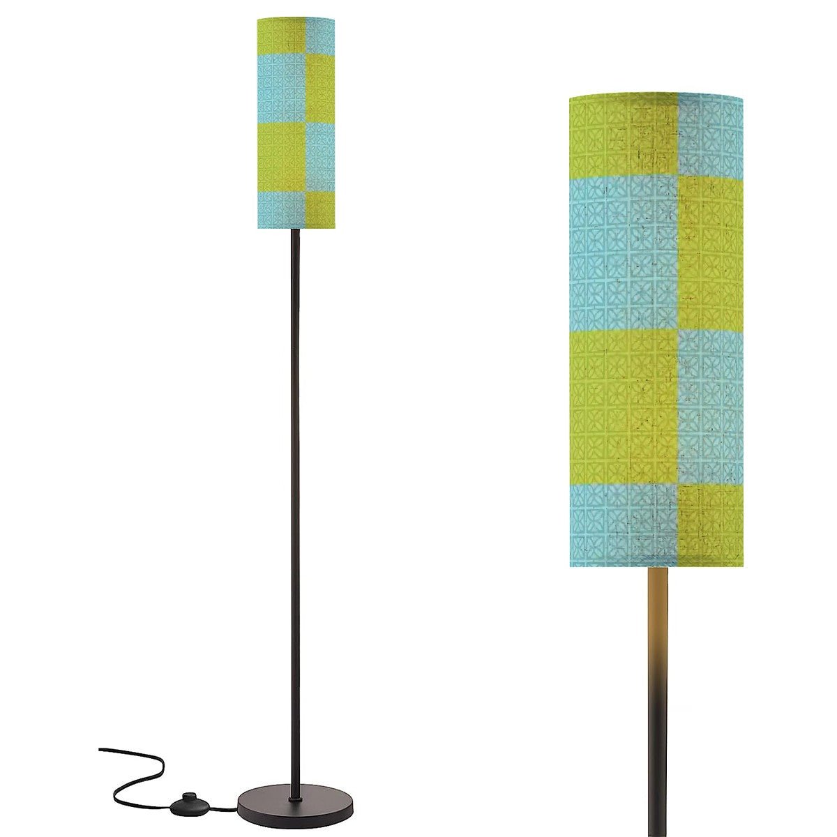 Kate McEnroe New York Mid Century Modern Breeze Block Tall Floor Lamp, Retro Blue Green Grid LightingFloor LampsEu1Ef6ORuU