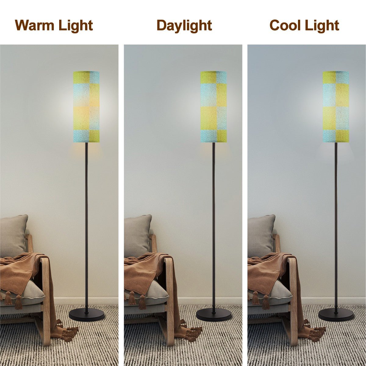 Kate McEnroe New York Mid Century Modern Breeze Block Tall Floor Lamp, Retro Blue Green Grid LightingFloor LampsEu1Ef6ORuU