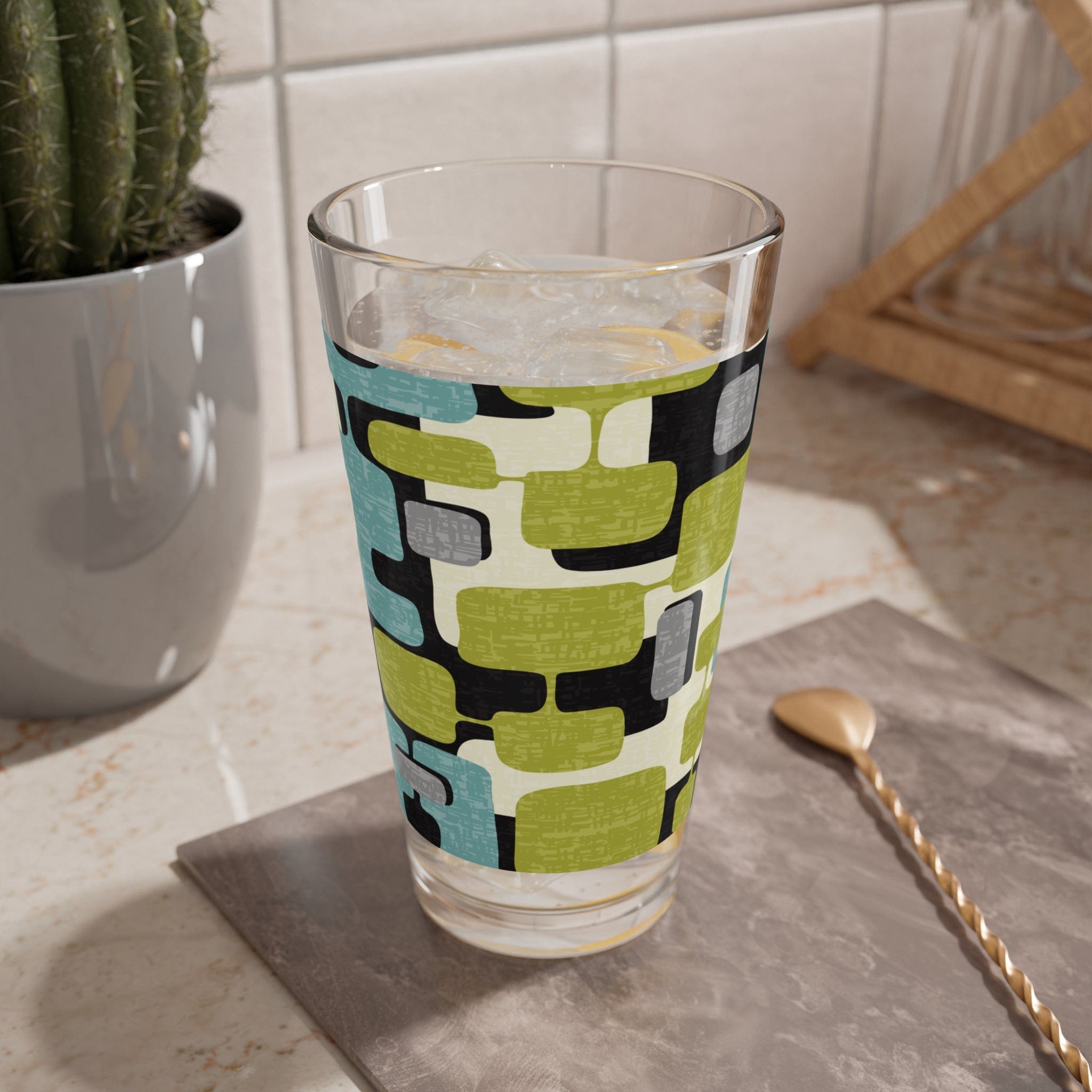 Kate McEnroe New York Mid Century Modern Cocktail Glass, Retro Drinkware, Geometric Pint GlassMixing Glasses16656397560836183106