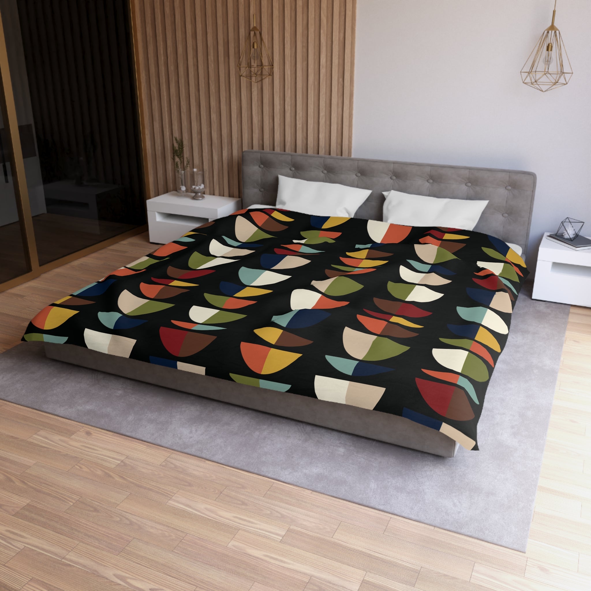 Kate McEnroe New York Mid Century Modern Colorful Abstract Duvet Cover, Geometric Retro Bedding, Modernist Bedroom DecorDuvet Covers11838216631997860363