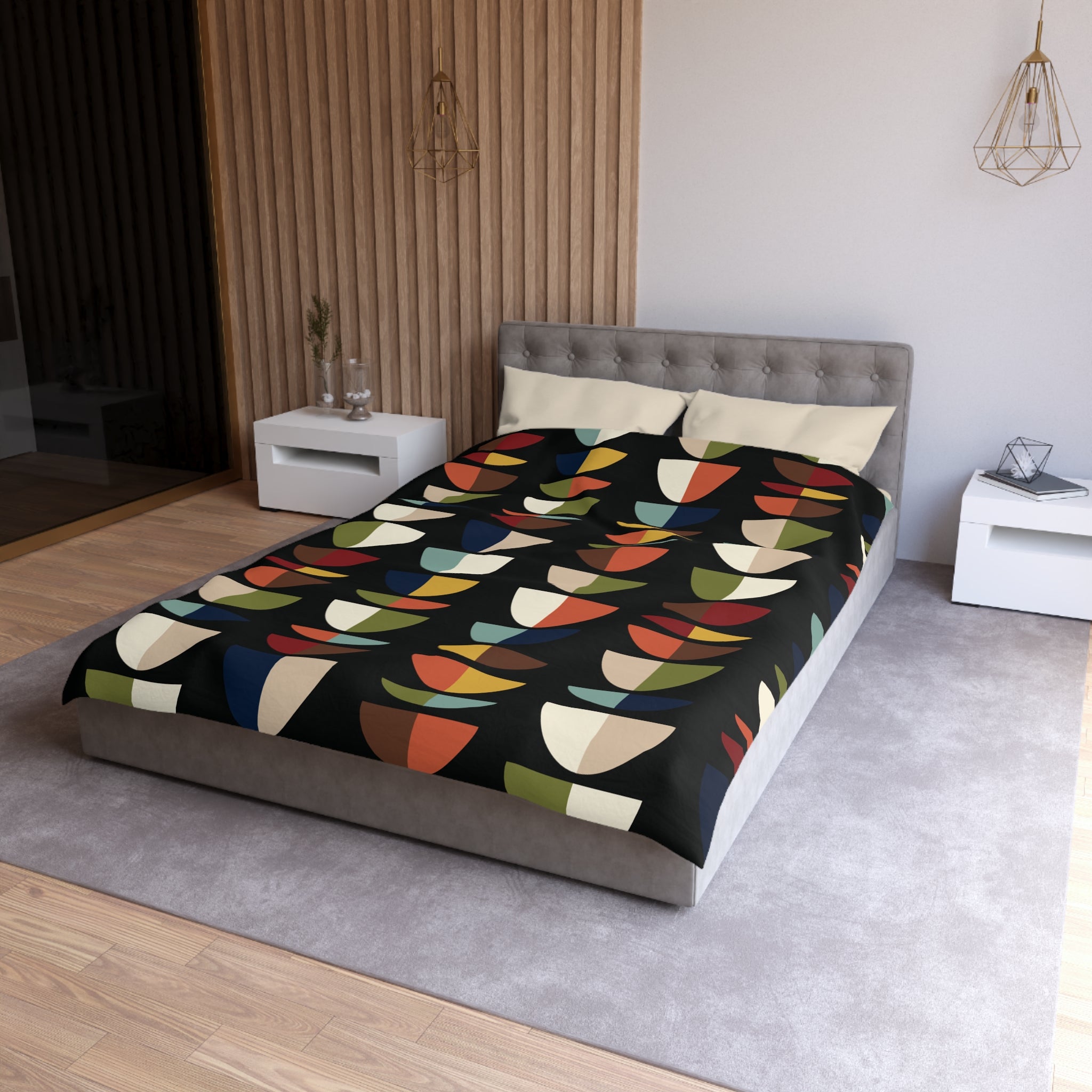 Kate McEnroe New York Mid Century Modern Colorful Abstract Duvet Cover, Geometric Retro Bedding, Modernist Bedroom DecorDuvet Covers15868515985616937995