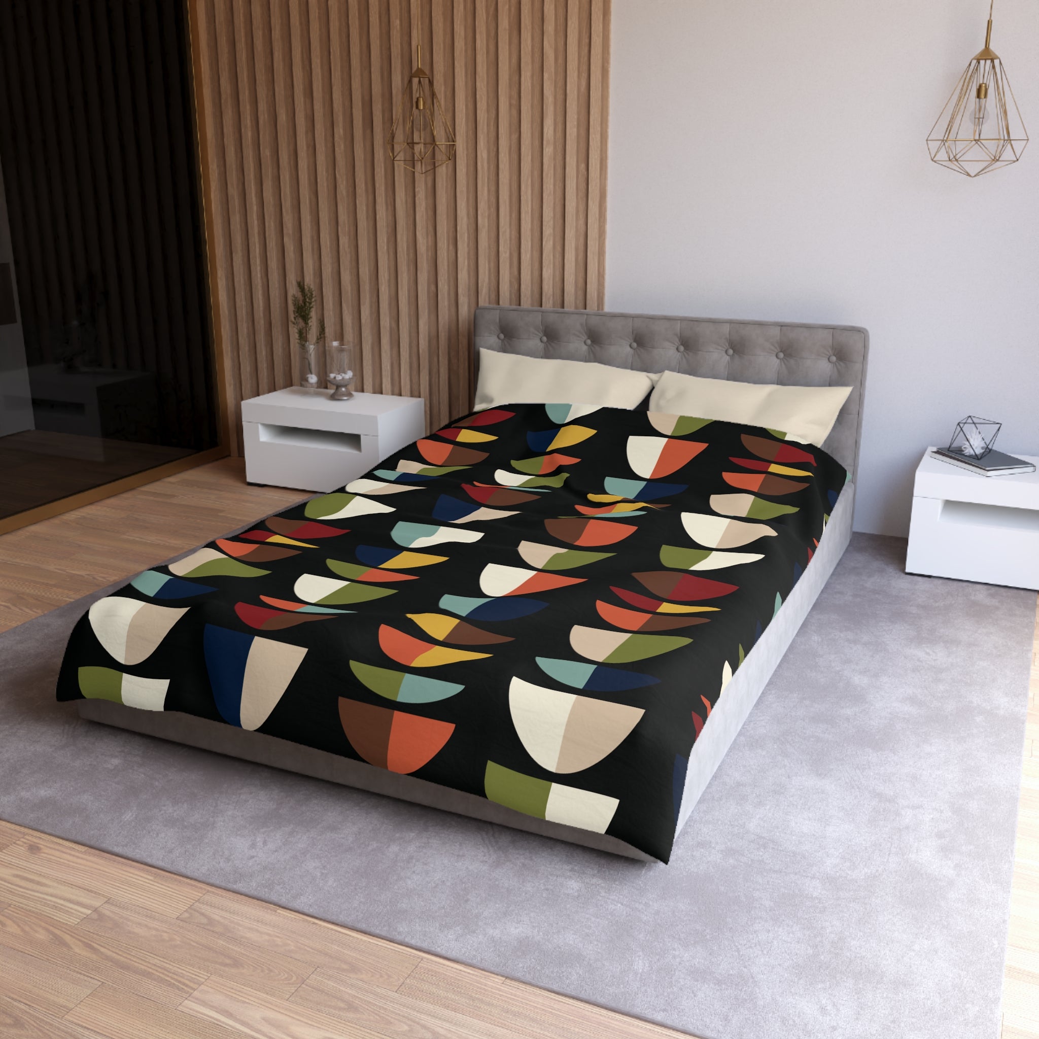 Kate McEnroe New York Mid Century Modern Colorful Abstract Duvet Cover, Geometric Retro Bedding, Modernist Bedroom DecorDuvet Covers16264564550728338486