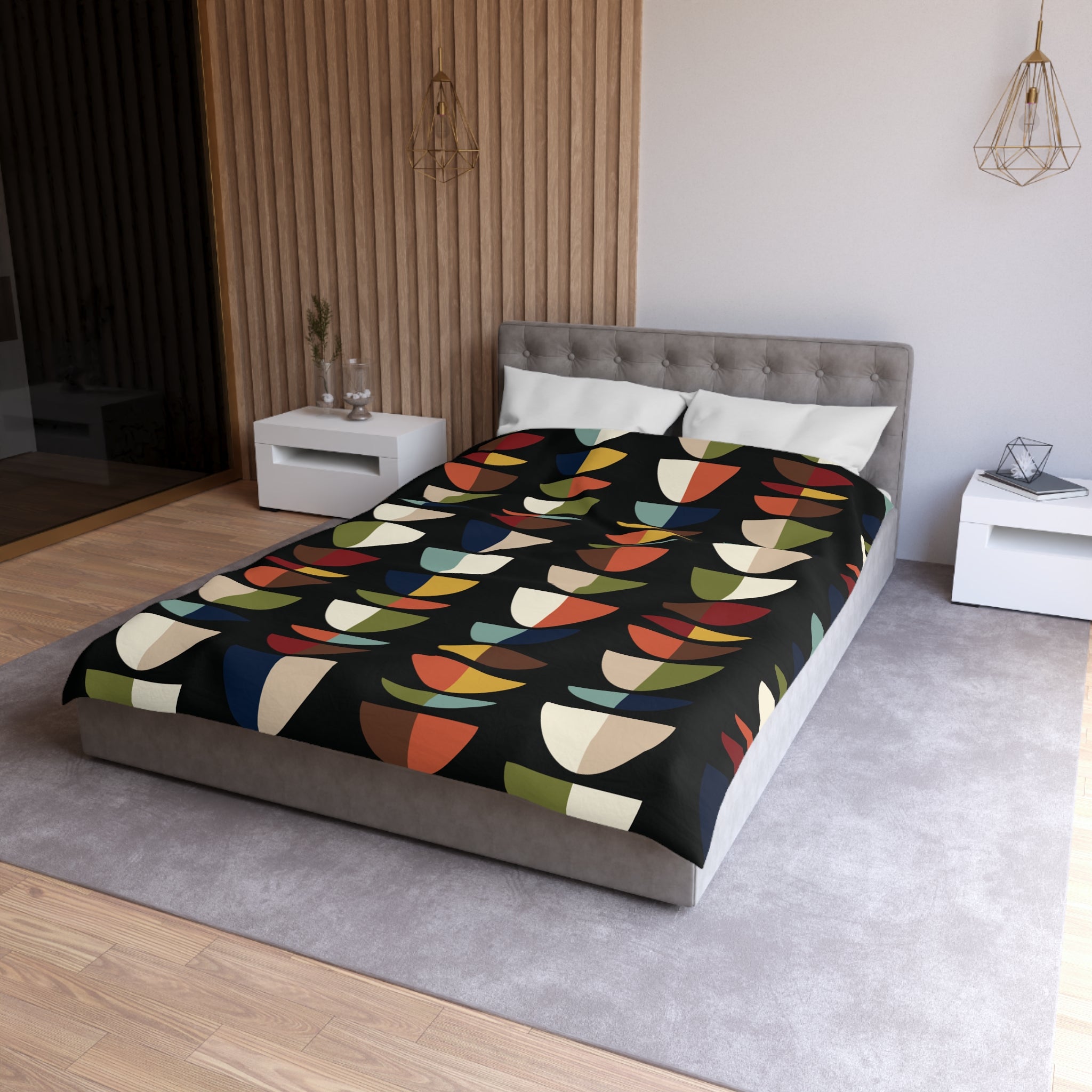 Kate McEnroe New York Mid Century Modern Colorful Abstract Duvet Cover, Geometric Retro Bedding, Modernist Bedroom DecorDuvet Covers16773866066698644666