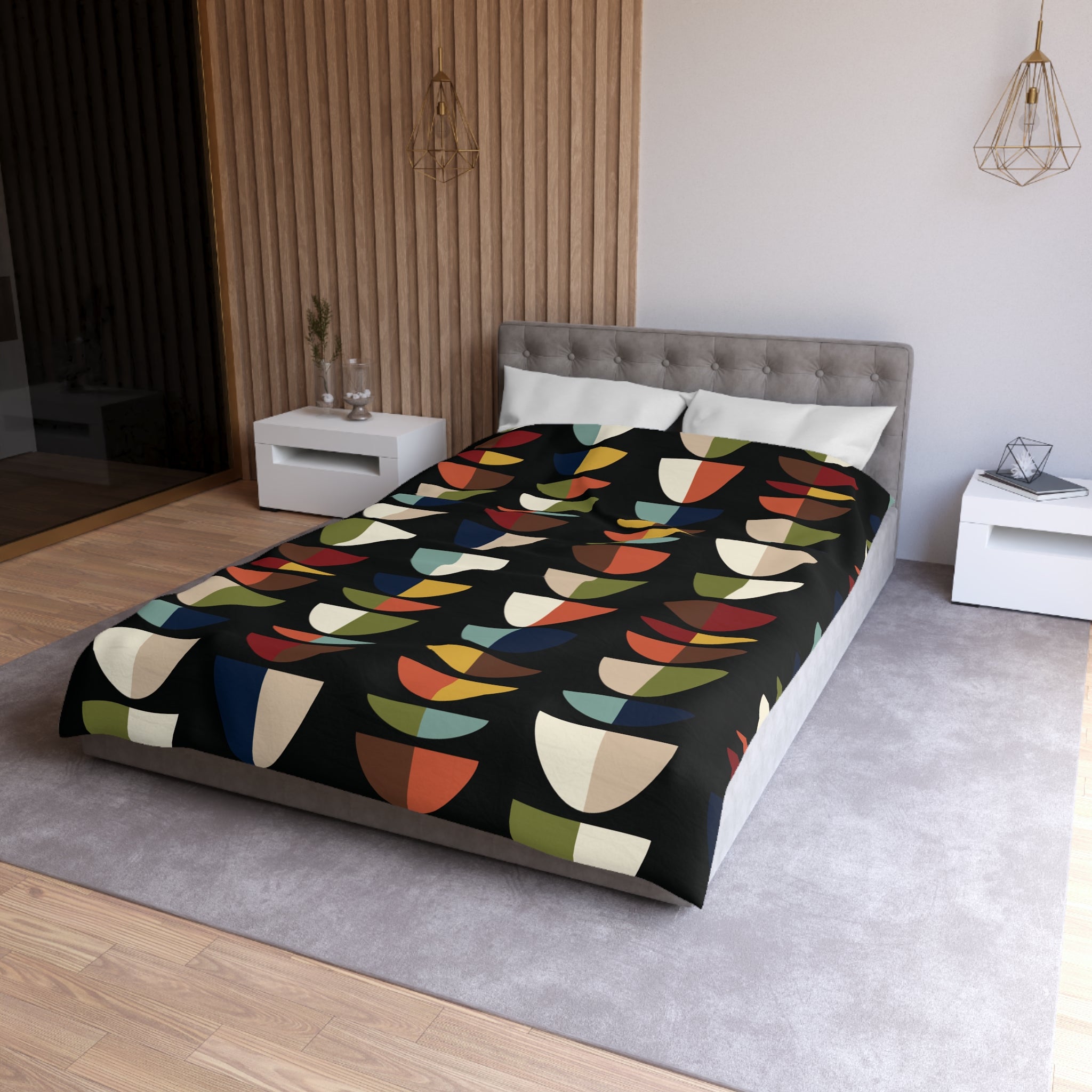 Kate McEnroe New York Mid Century Modern Colorful Abstract Duvet Cover, Geometric Retro Bedding, Modernist Bedroom DecorDuvet Covers19301038859675932222