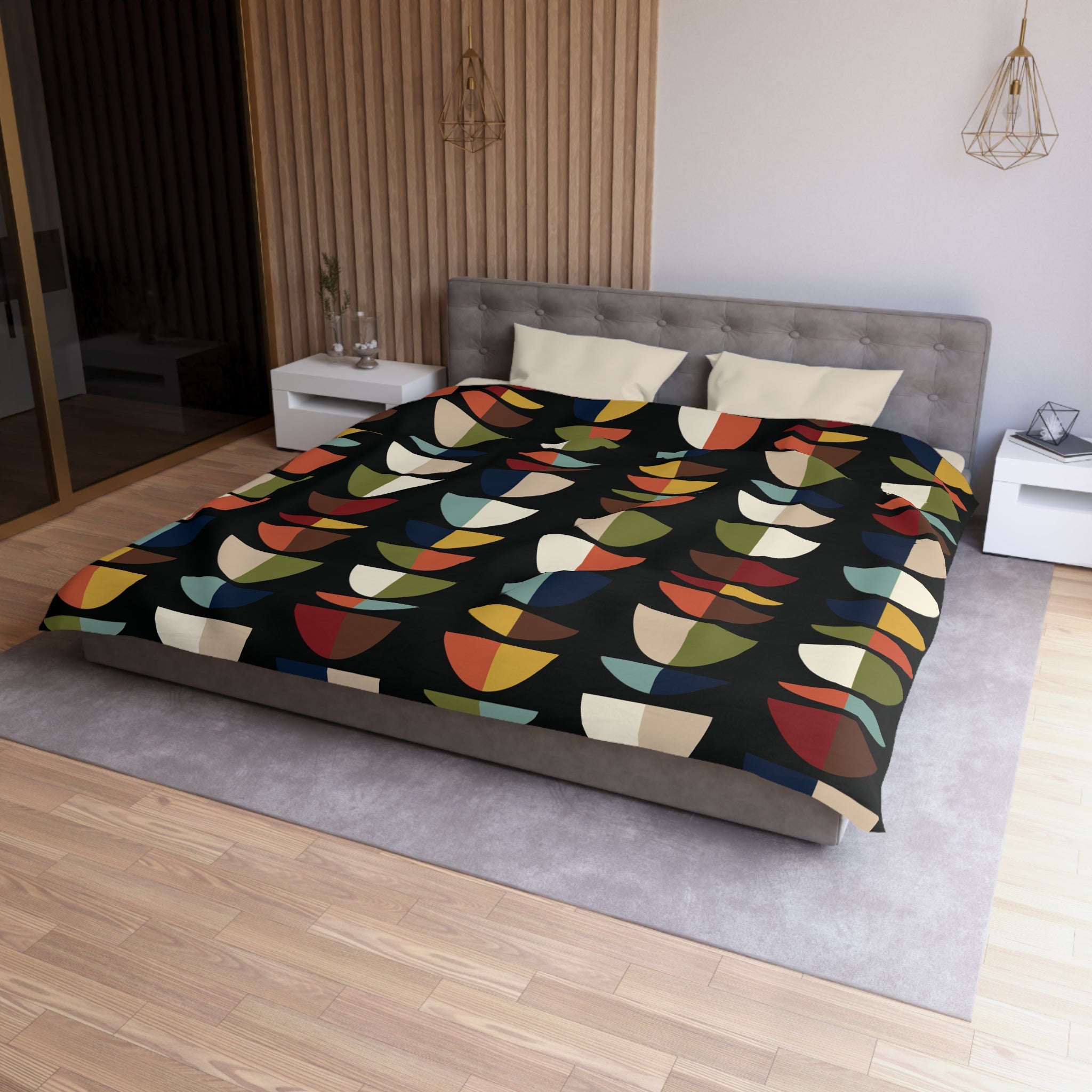 Kate McEnroe New York Mid Century Modern Colorful Abstract Duvet Cover, Geometric Retro Bedding, Modernist Bedroom DecorDuvet Covers26504471444462510744