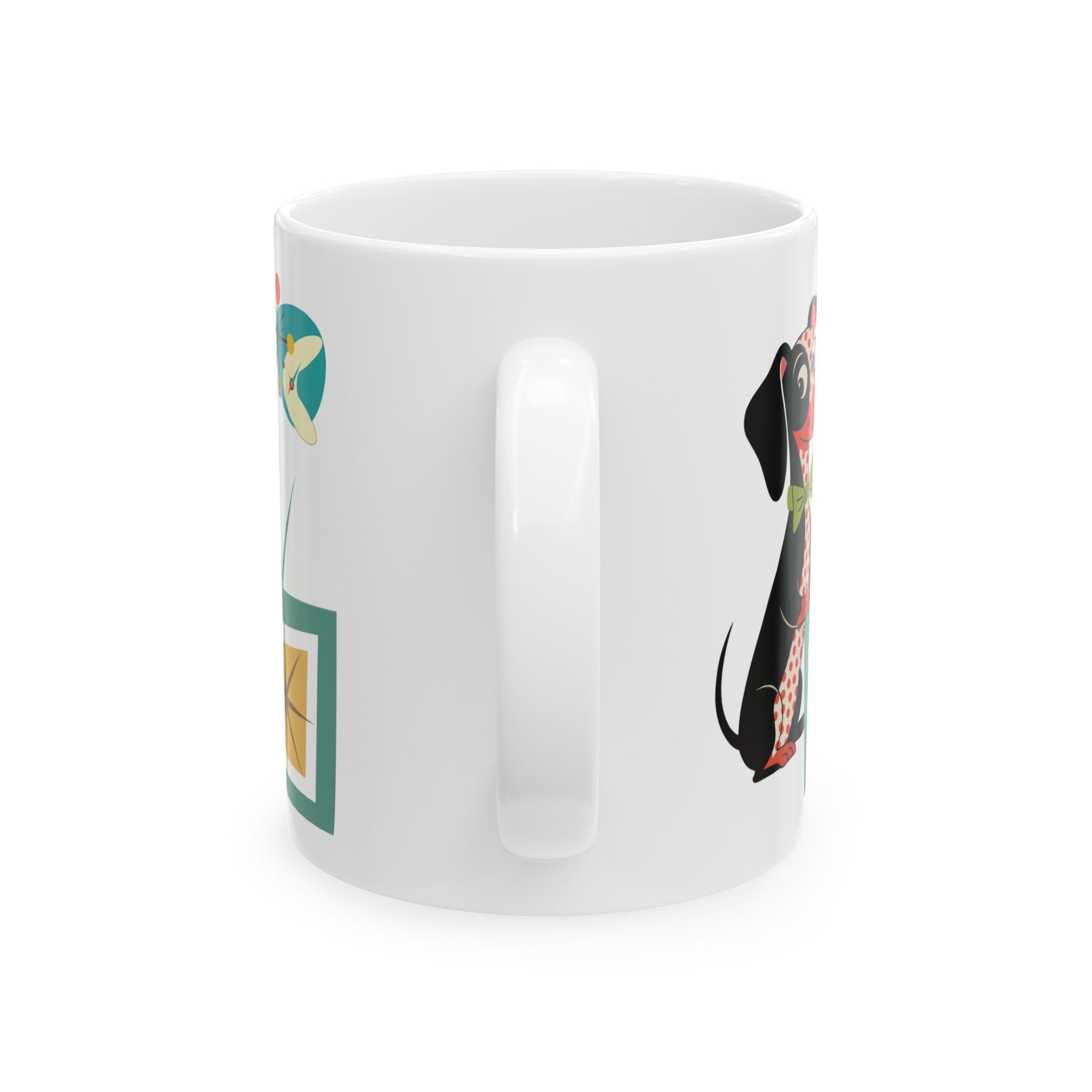 Kate McEnroe New York Mid Century Modern Dachshund Dog Mug, Retro TV Starburst Coffee CupMugs27475098491264008206