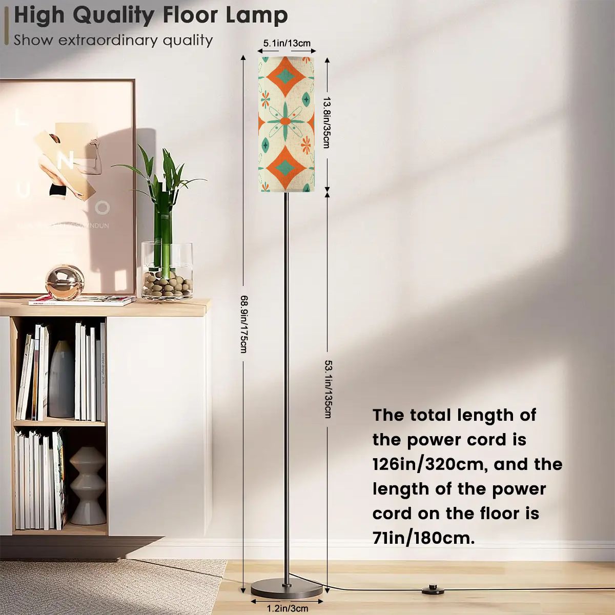 Kate McEnroe New York Mid Century Modern Diamond Starburst Lamp, Retro Orange Teal Floor LightFloor LampsxTzPeU4IWp