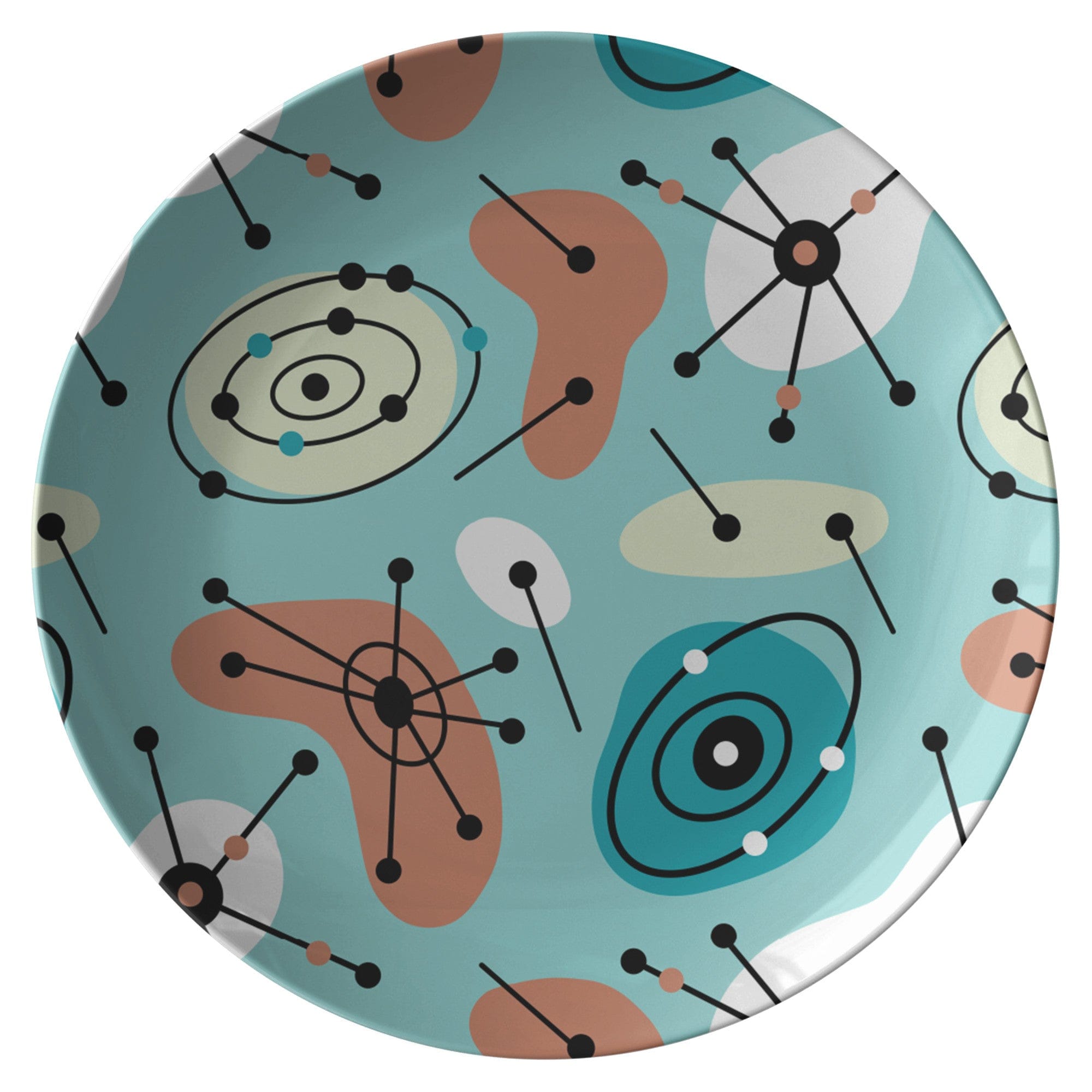 Kate McEnroe New York Mid Century Modern Dinner Plate, Retro Atomic Design Tableware, MCM Kitchen Dining Plate, Vintage Style DishwarePlatesP20 - BLU - PNG - 61S