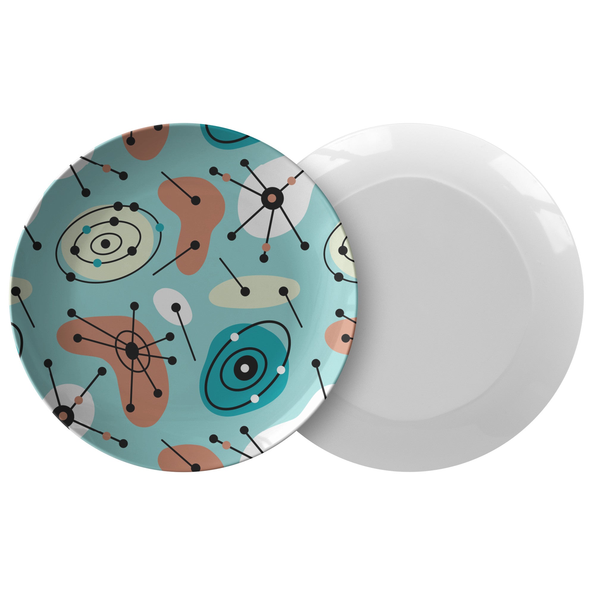 Kate McEnroe New York Mid Century Modern Dinner Plate, Retro Atomic Design Tableware, MCM Kitchen Dining Plate, Vintage Style DishwarePlatesP20 - BLU - PNG - 61S