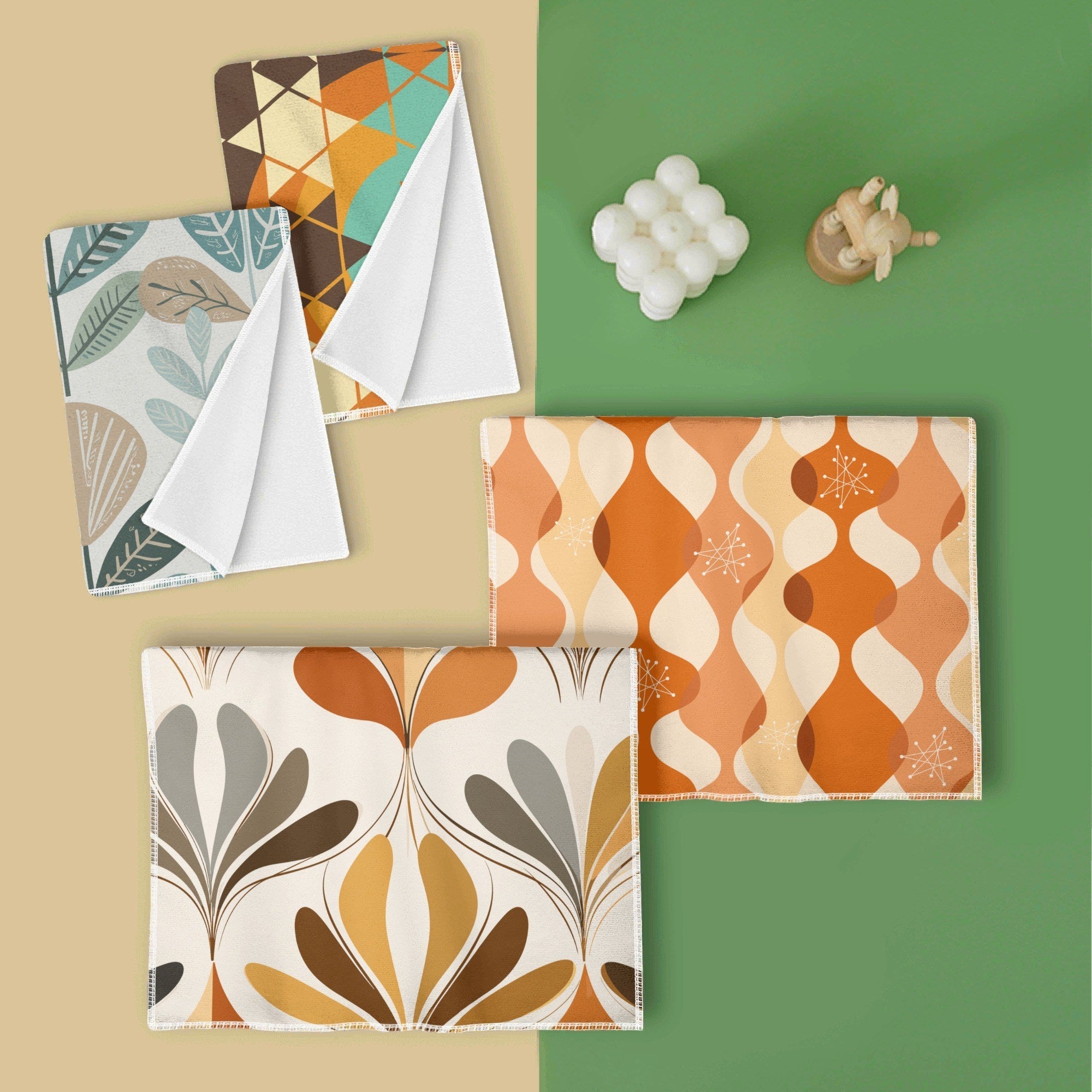 Kate McEnroe New York Mid Century Modern Dish Towel Set, Retro Scandinavian Geometric Kitchen LinensDish TowelsY572VGPW - 1