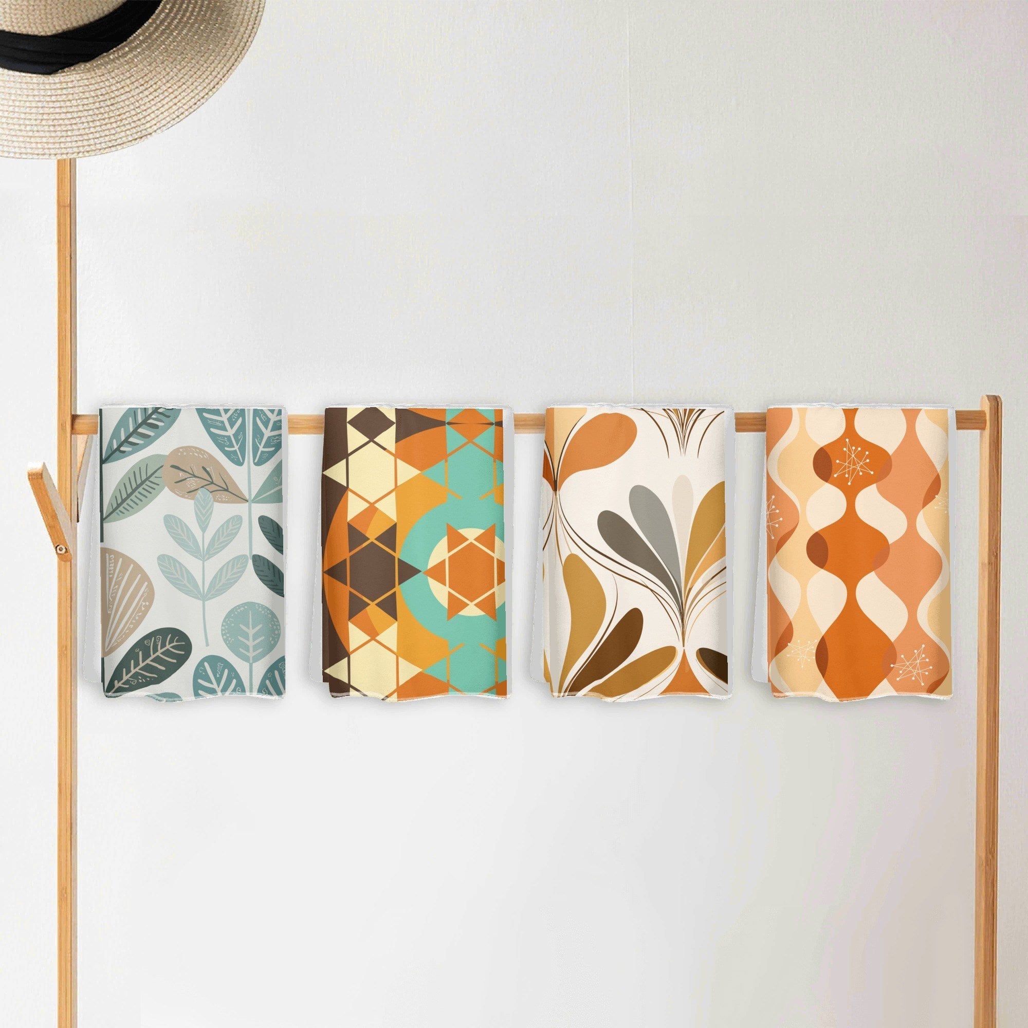 Kate McEnroe New York Mid Century Modern Dish Towel Set, Retro Scandinavian Geometric Kitchen LinensDish TowelsY572VGPW - 1