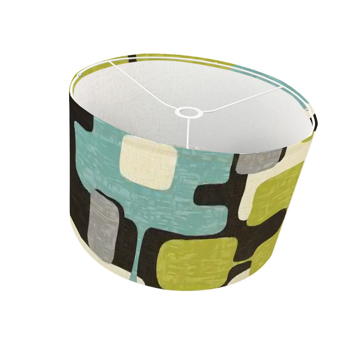 Kate McEnroe New York Mid Century Modern Drum Lampshade, Retro Abstract Geometric Teal Olive Chartreuse Light CoverLamp ShadesmwRIpscdtu