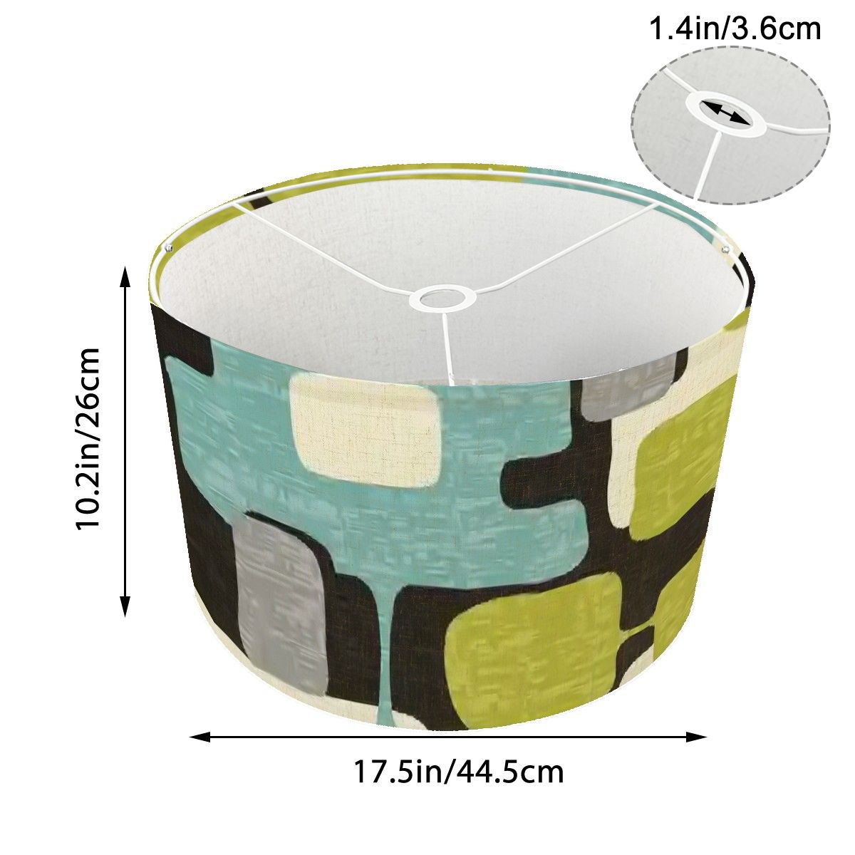 Kate McEnroe New York Mid Century Modern Drum Lampshade, Retro Abstract Geometric Teal Olive Chartreuse Light CoverLamp ShadesmwRIpscdtu