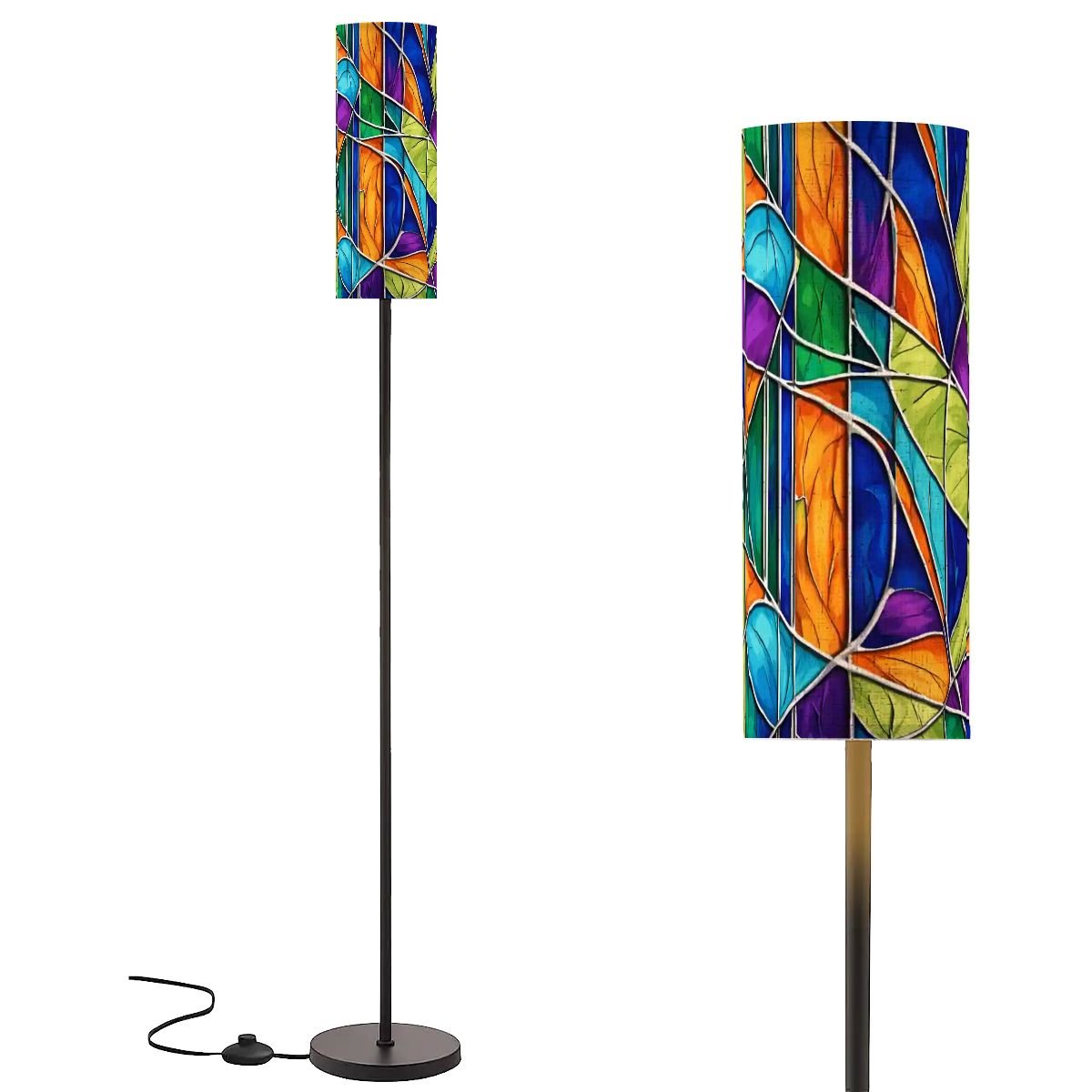 Kate McEnroe New York Mid Century Modern Faux Stained Glass Slim Floor LampSlim Floor LampskRsi5TQ2gP