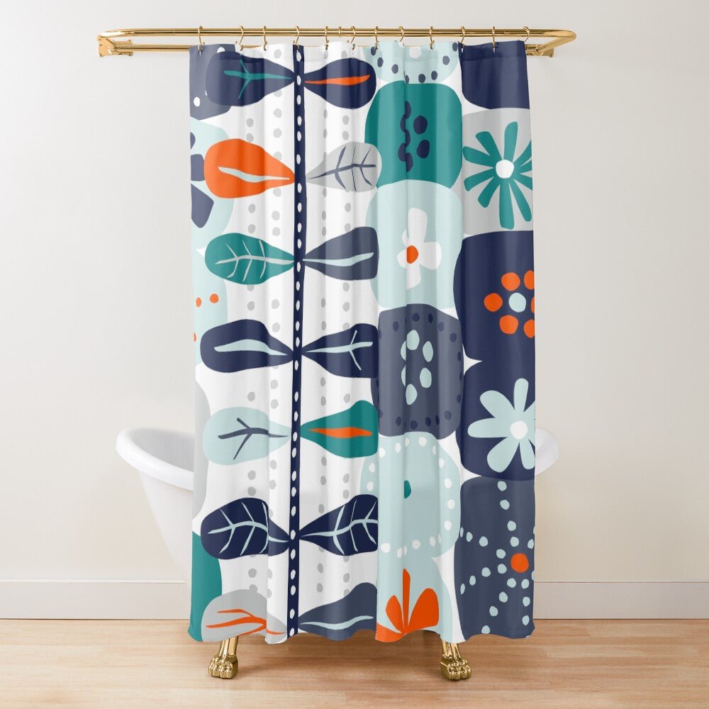 Kate McEnroe New York Mid Century Modern Floral Shower Curtain, Retro 60s Scandinavian Boho Bathroom DecorShower Curtains26218681961931756894