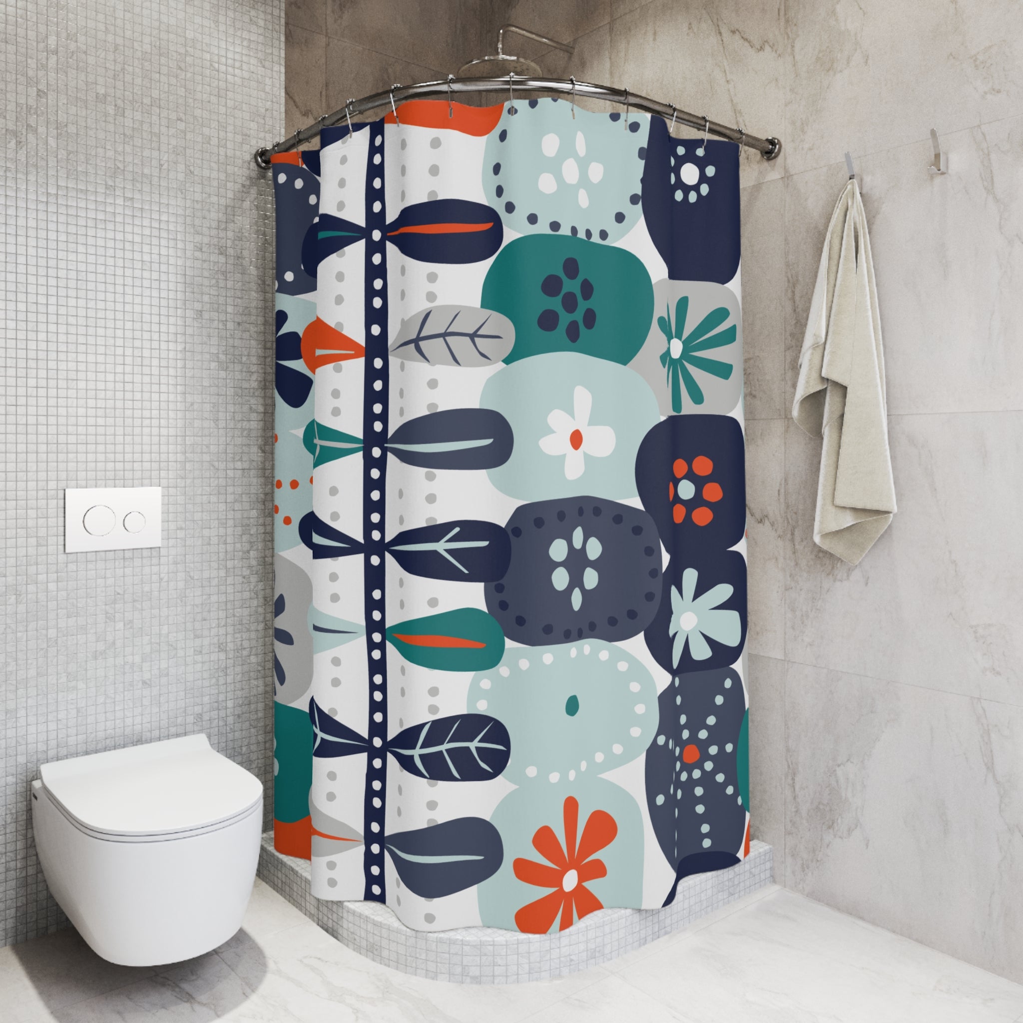 Kate McEnroe New York Mid Century Modern Floral Shower Curtain, Retro 60s Scandinavian Boho Bathroom DecorShower Curtains26218681961931756894