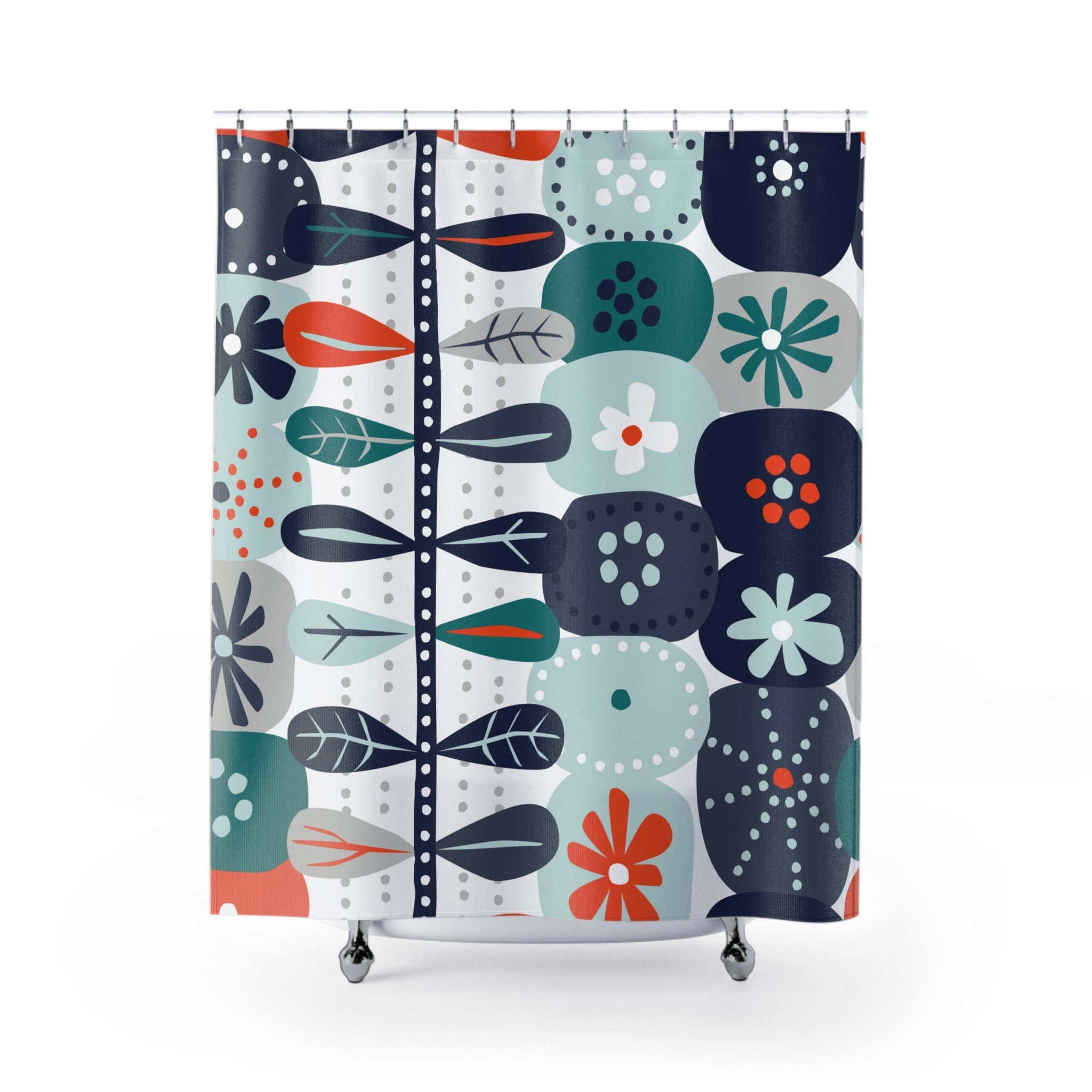 Kate McEnroe New York Mid Century Modern Floral Shower Curtain, Retro 60s Scandinavian Boho Bathroom DecorShower Curtains26218681961931756894