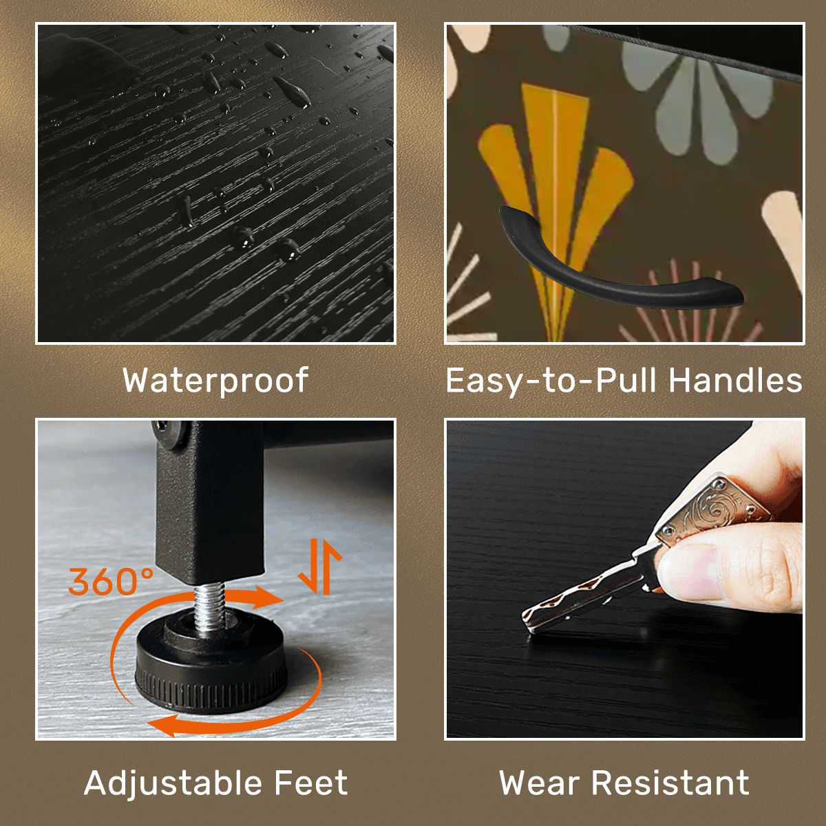 Kate McEnroe New York Mid Century Modern Floral Starburst Brown Retro 4 Drawer DresserDressersAJx0dJfAKq