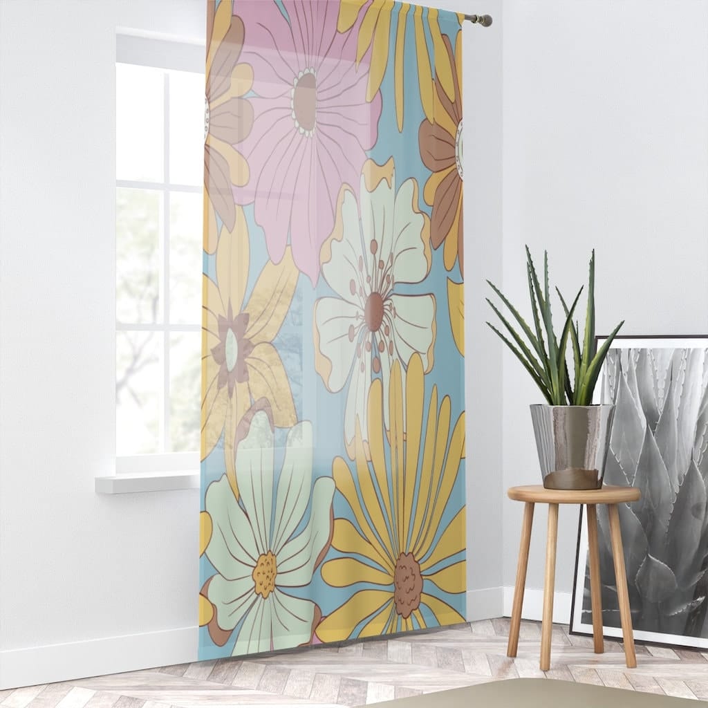 Kate McEnroe New York Mid Century Modern Flower Power Sheer Window CurtainWindow Curtains22288180000267358895