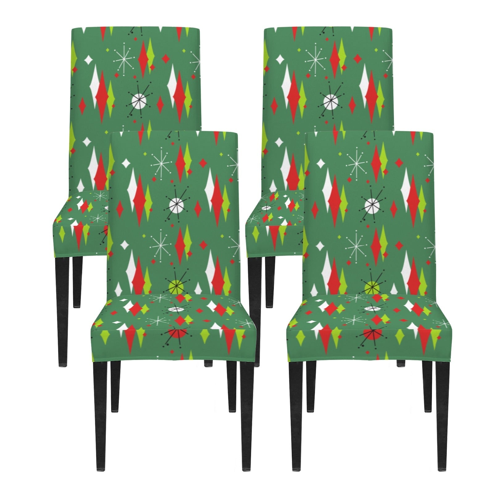 Kate McEnroe New York Mid Century Modern Franciscan Diamond Starburst Green Christmas Dining Chair SlipcoversChair SlipcoversD3232917